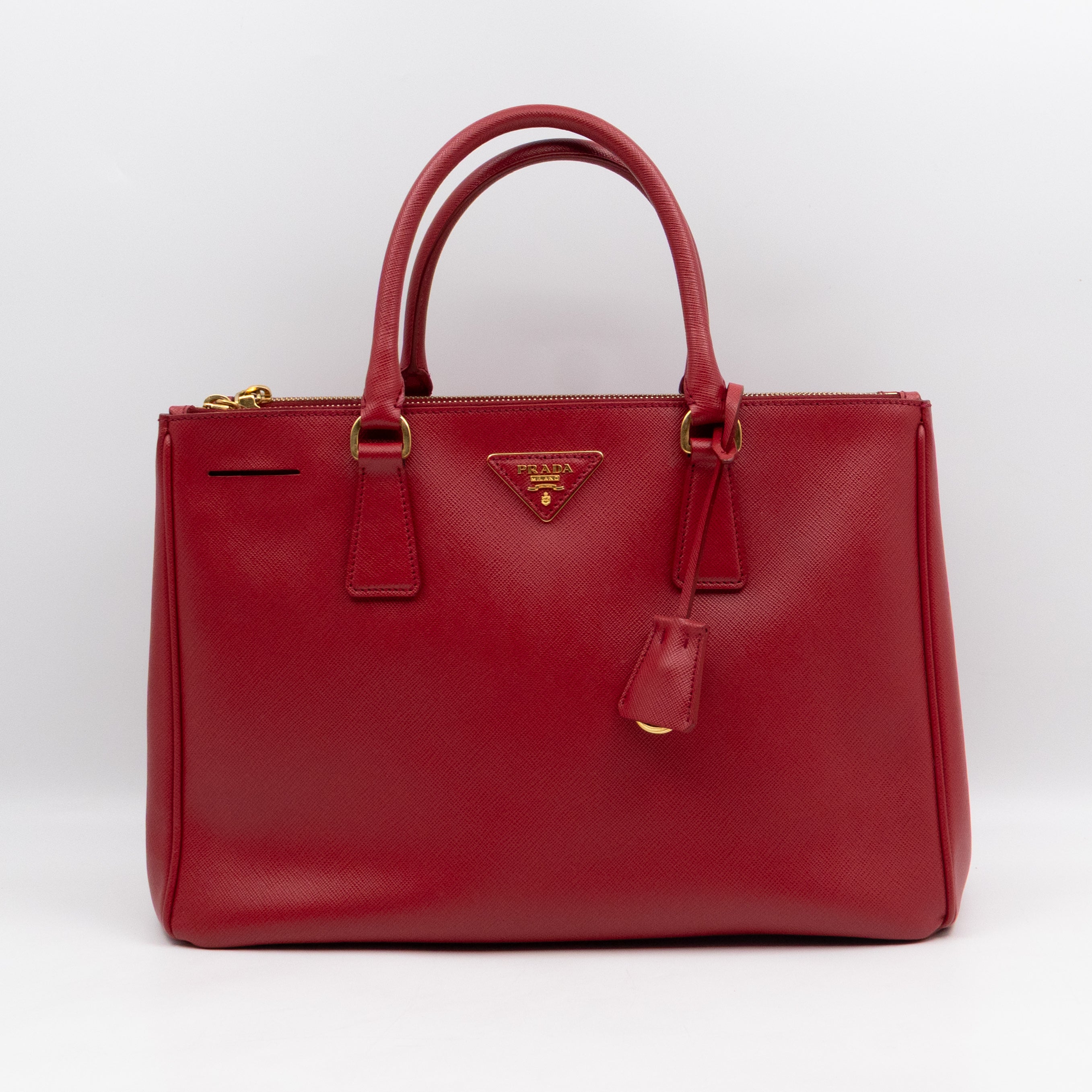Galleria Large Double Zip Red Saffiano Leather