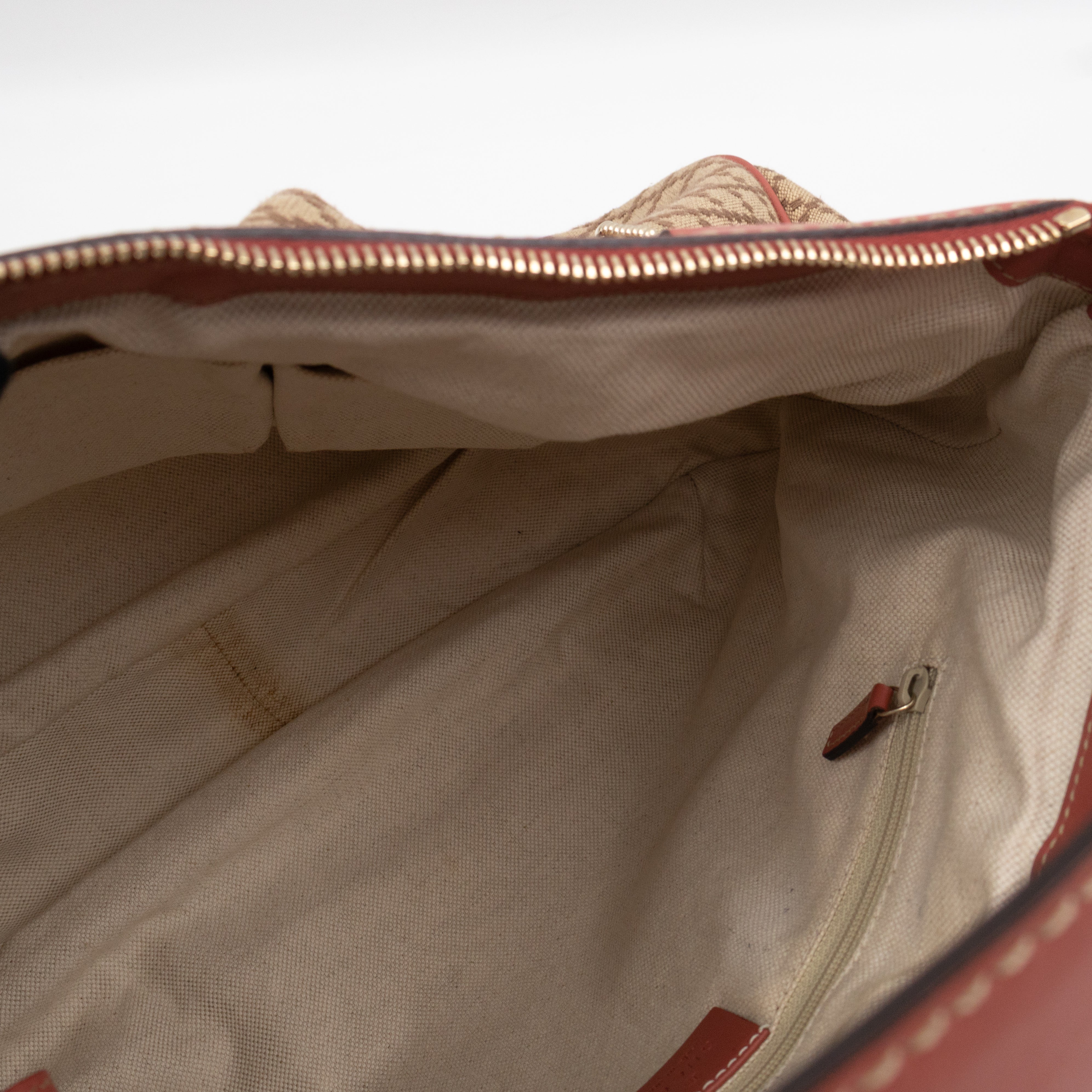 Sukey Medium Hobo Tote Bag Beige Diamante Canvas Pink