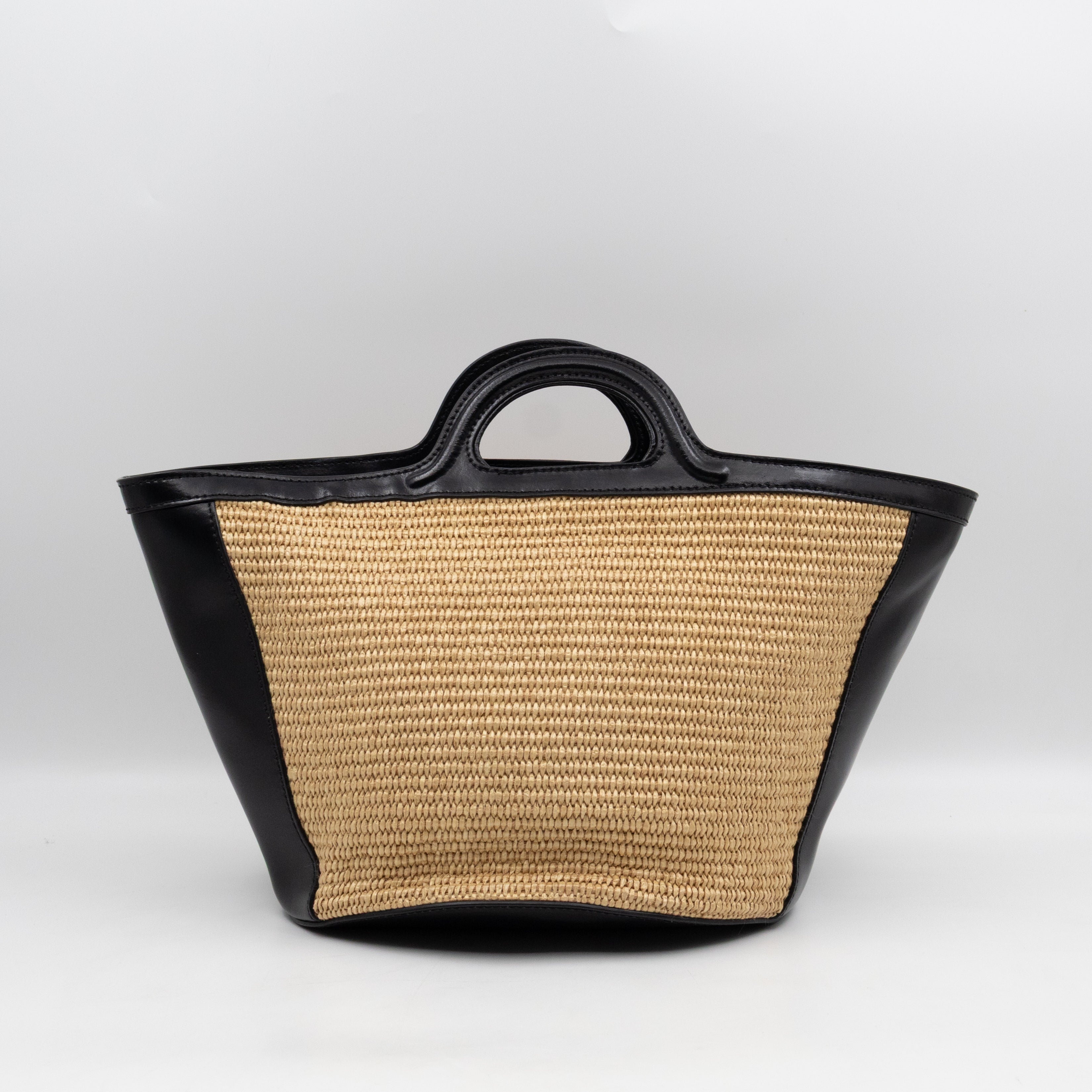 Tropicalia Small Bag Black Leather & Raffia-effect Fabric