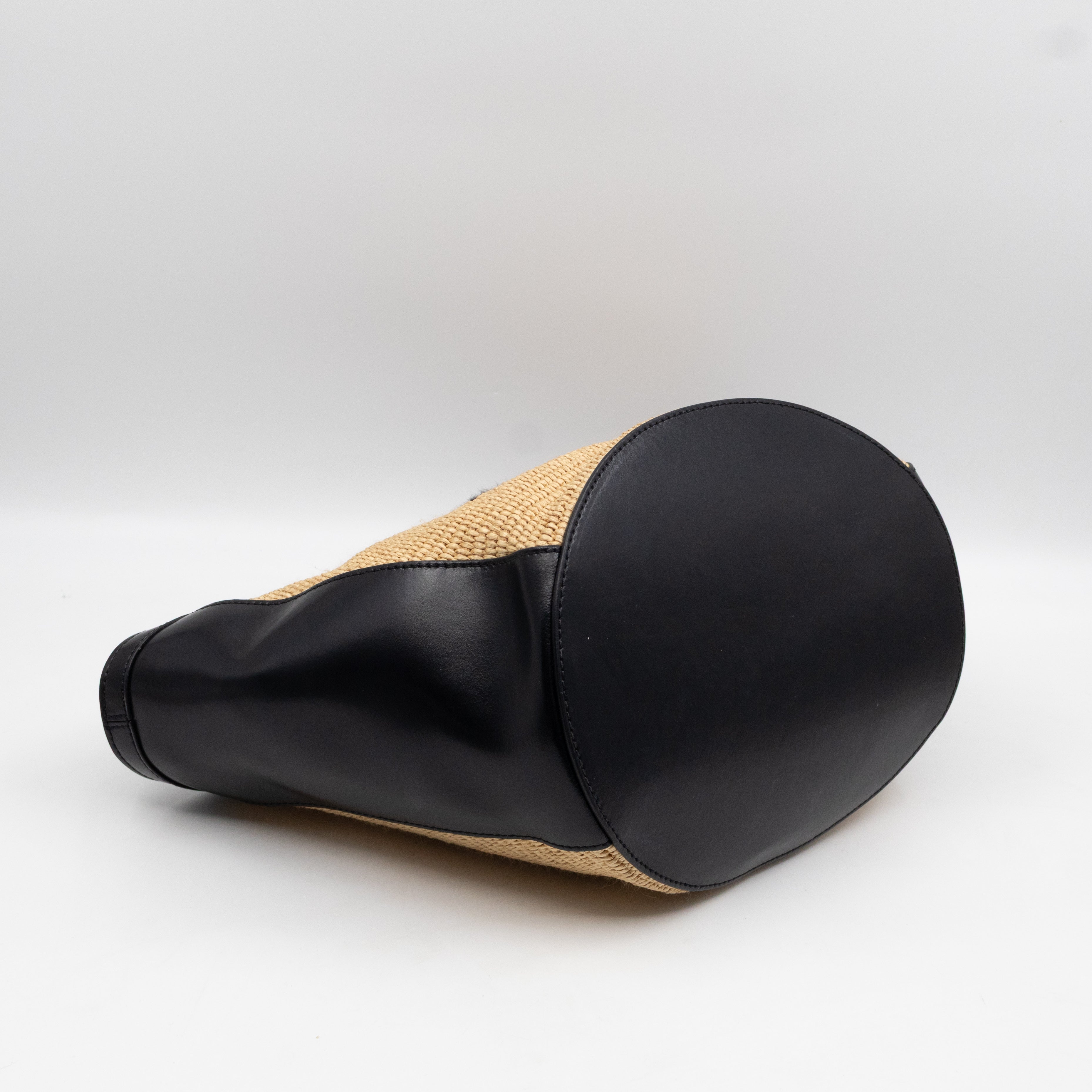 Tropicalia Small Bag Black Leather & Raffia-effect Fabric