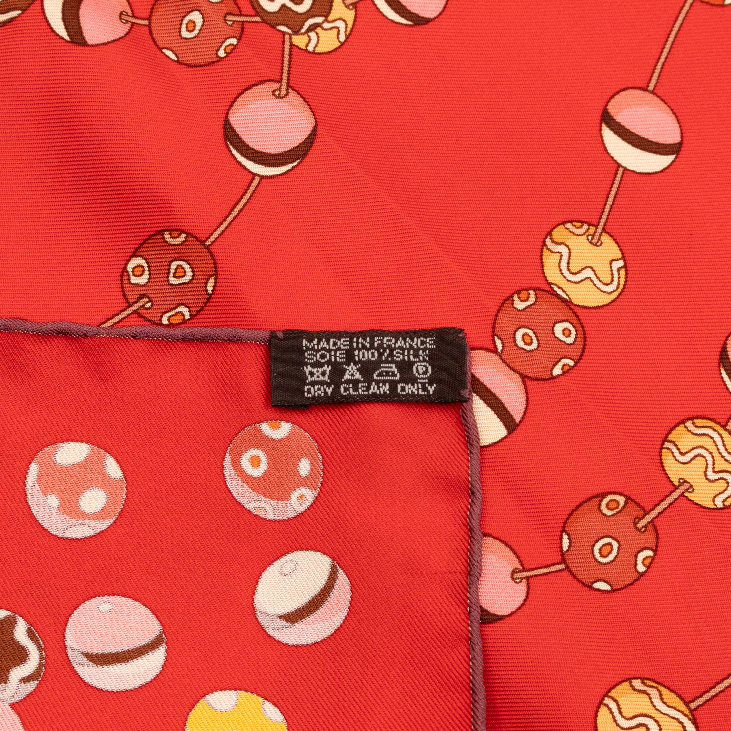 Silk Scarf 90 Dancing Pearls Red