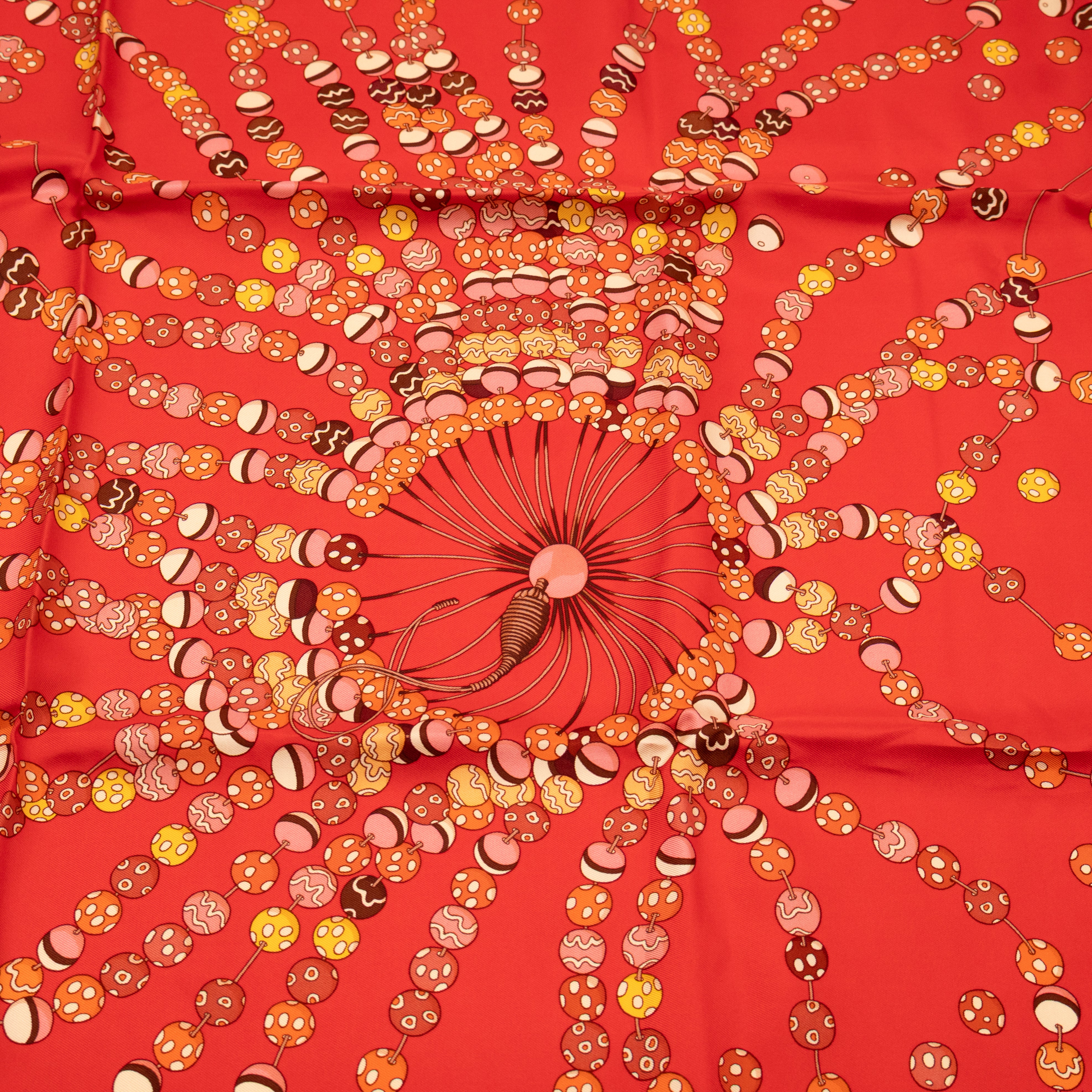 Silk Scarf 90 Dancing Pearls Red