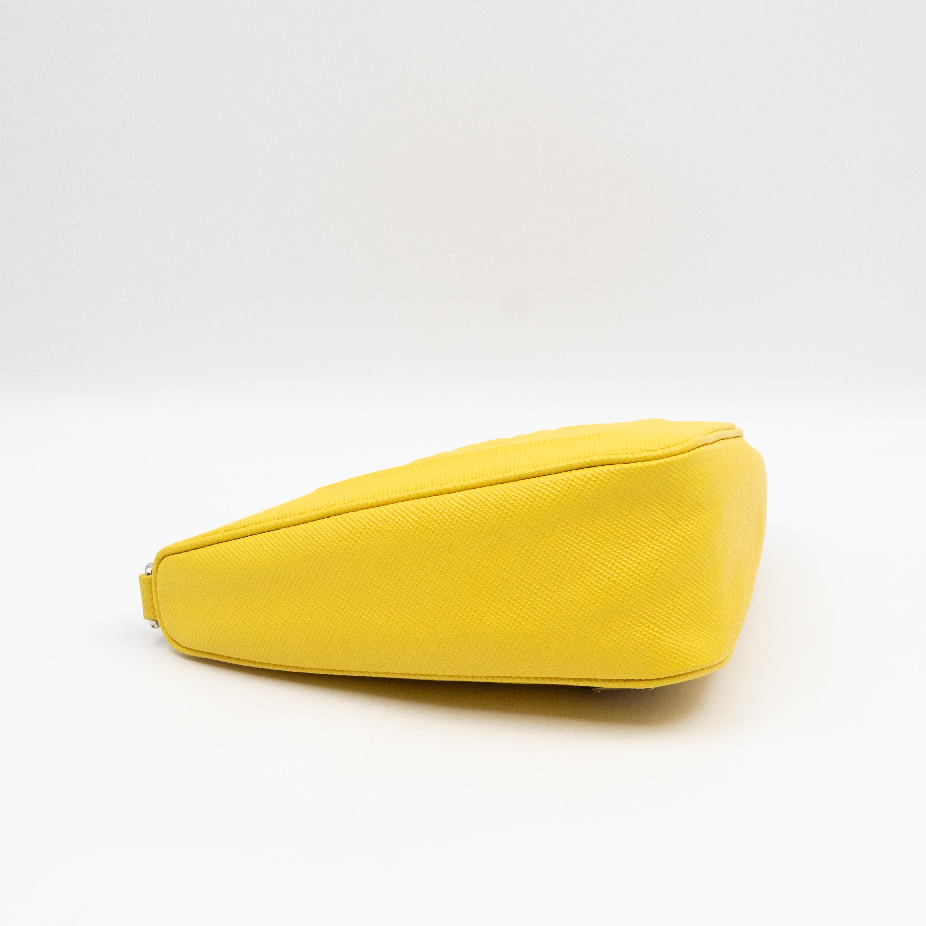 Triangle Clutch Bag Yellow Saffiano Leather