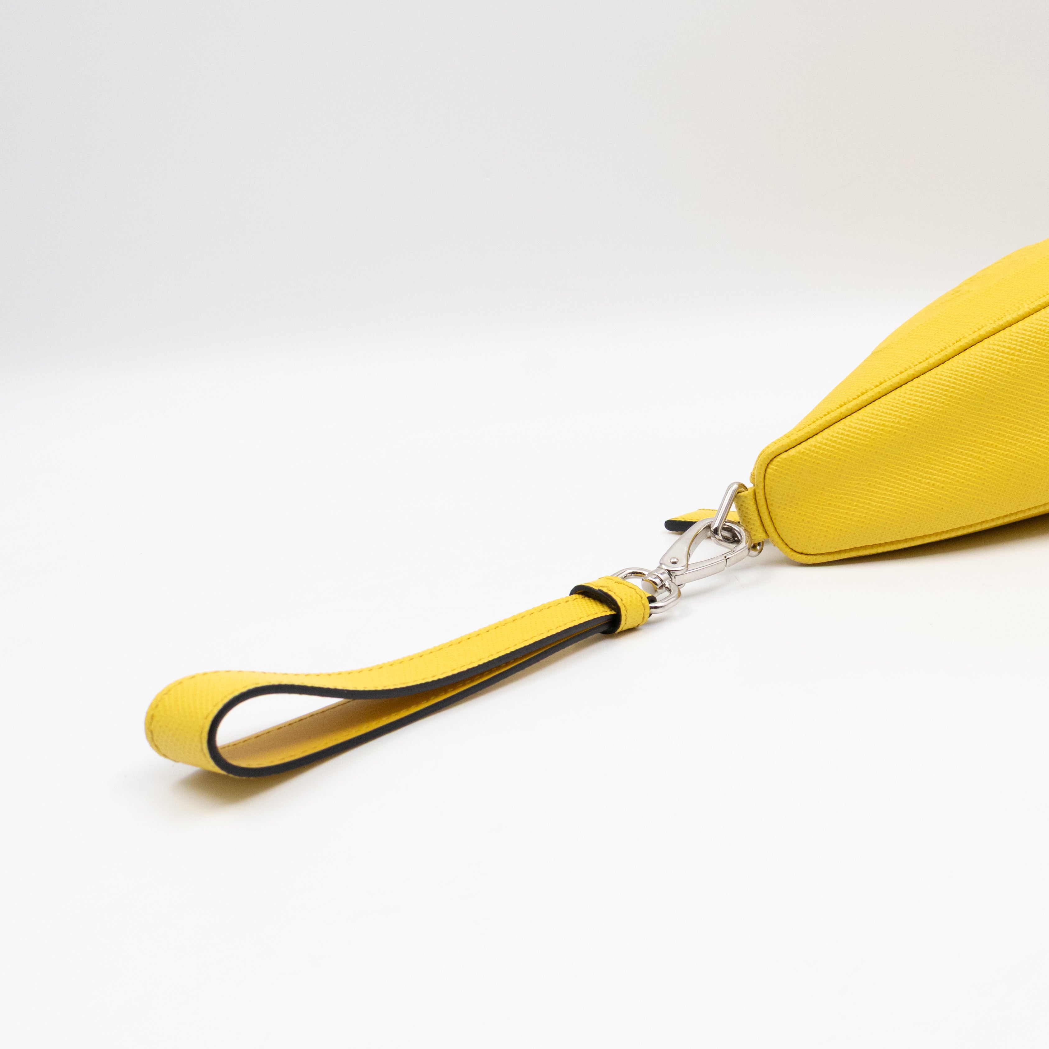 Triangle Clutch Bag Yellow Saffiano Leather
