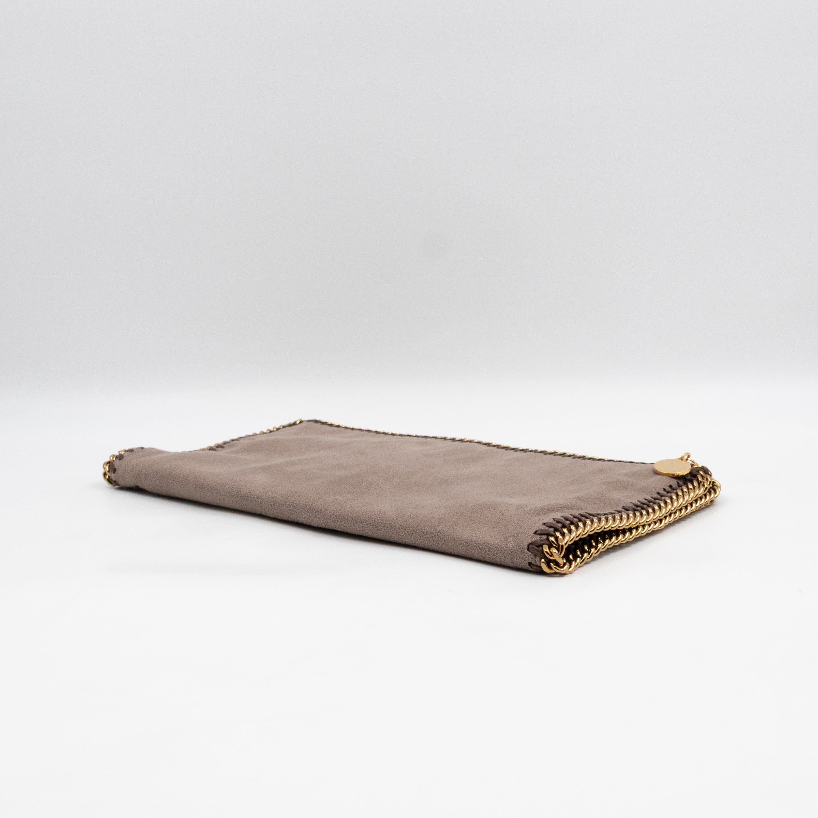 Falabella Fold Over Clutch Grey Gold