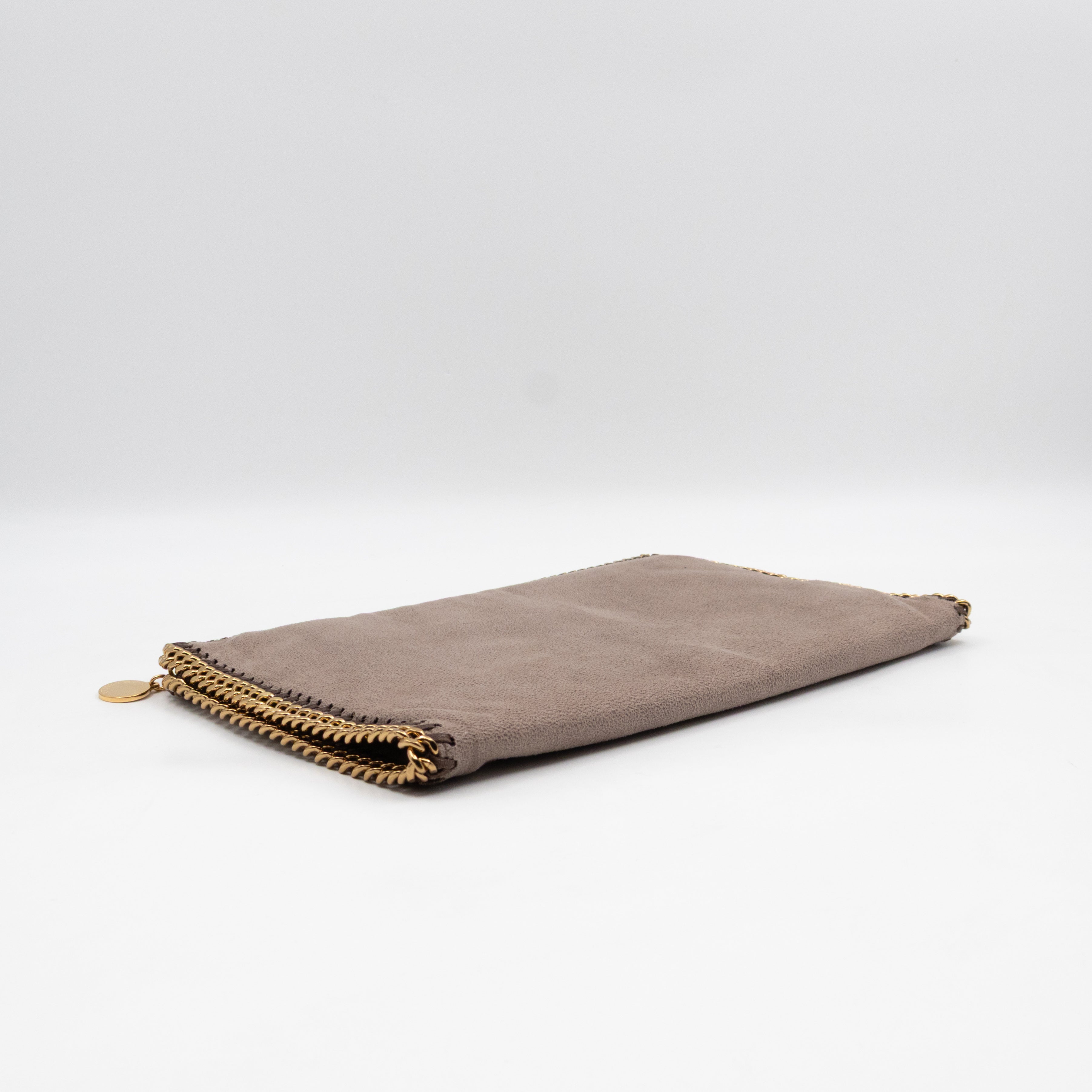 Falabella Fold Over Clutch Grey Gold