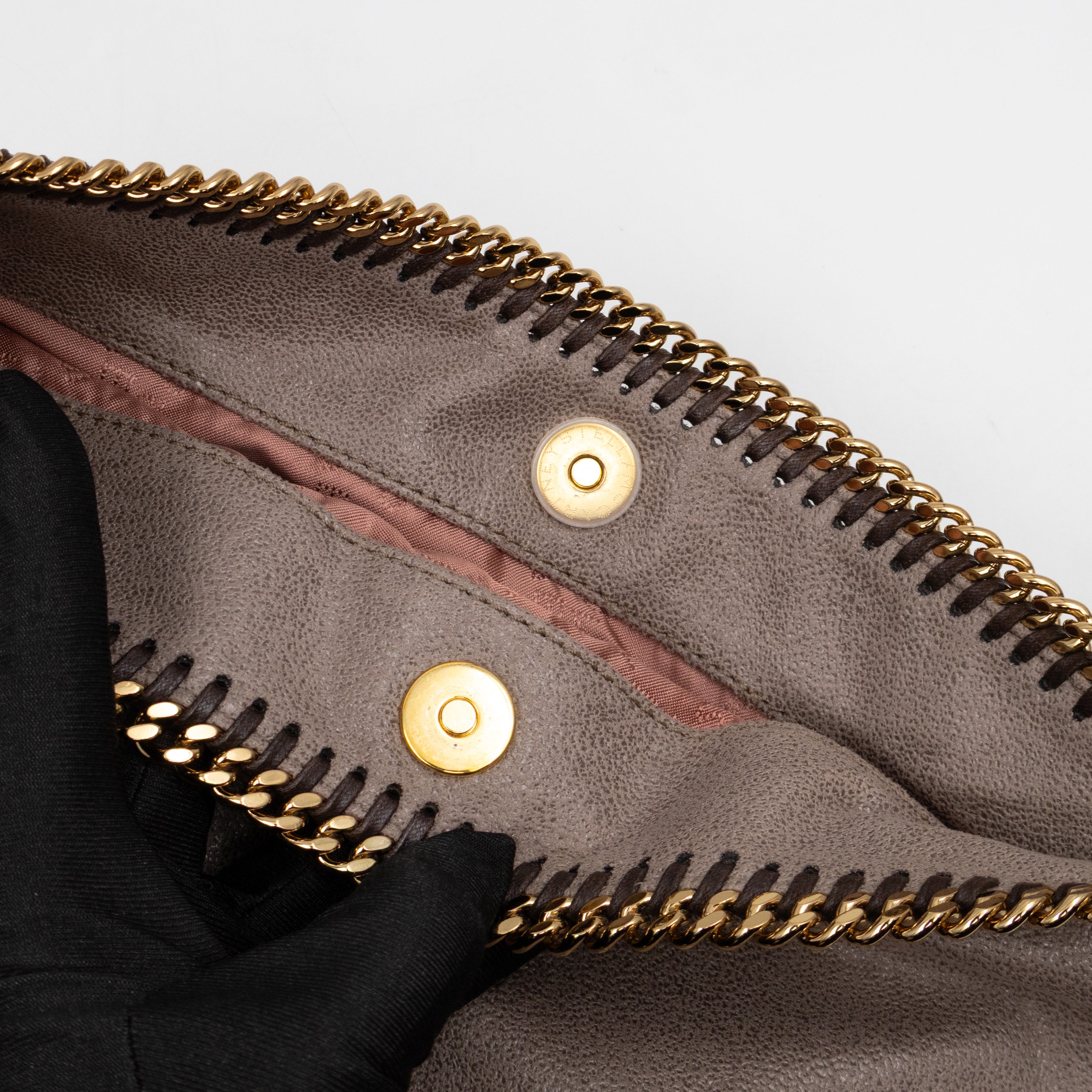 Falabella Fold Over Clutch Grey Gold