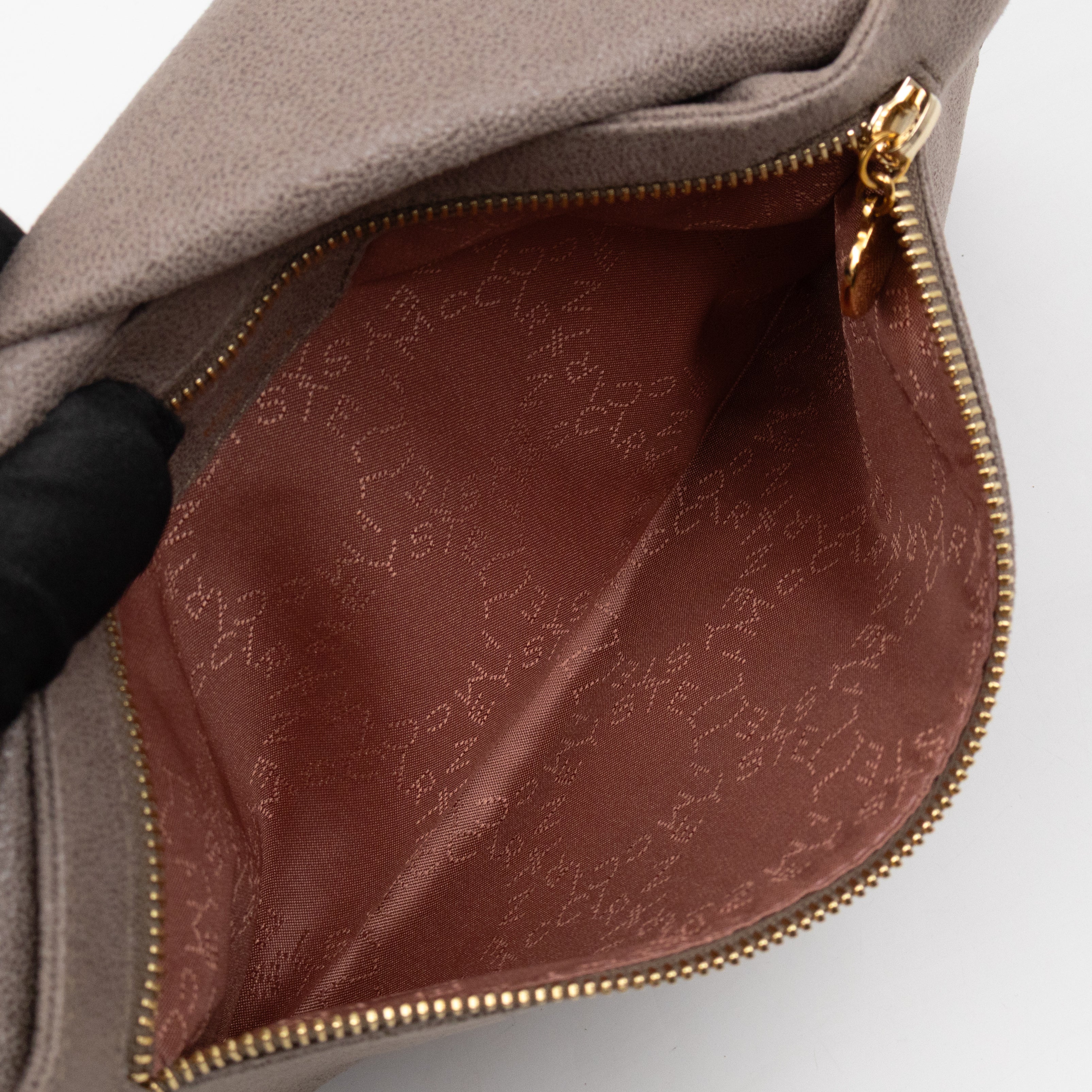 Falabella Fold Over Clutch Grey Gold