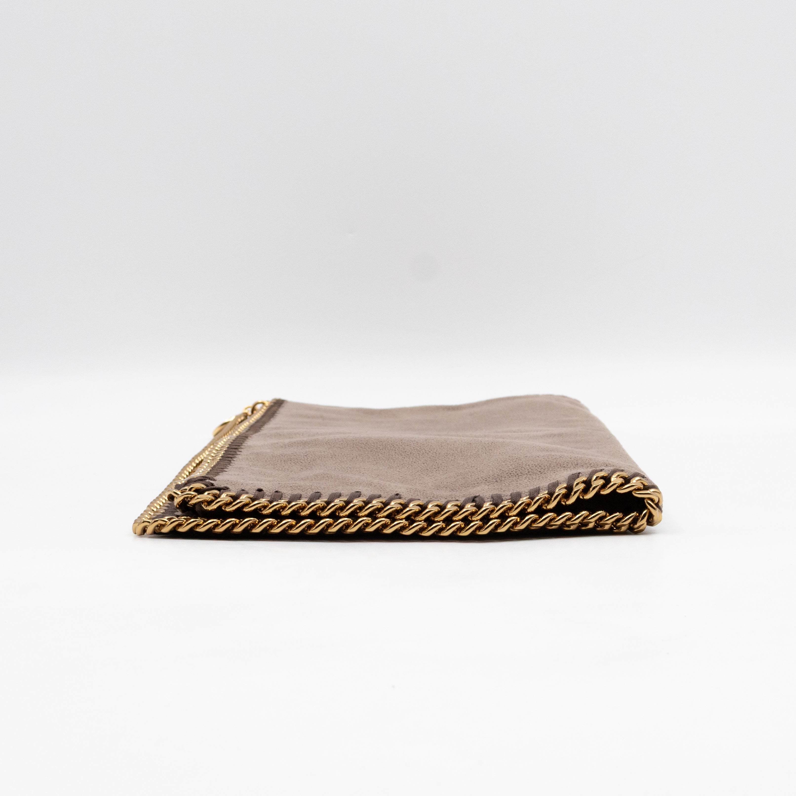 Falabella Fold Over Clutch Grey Gold