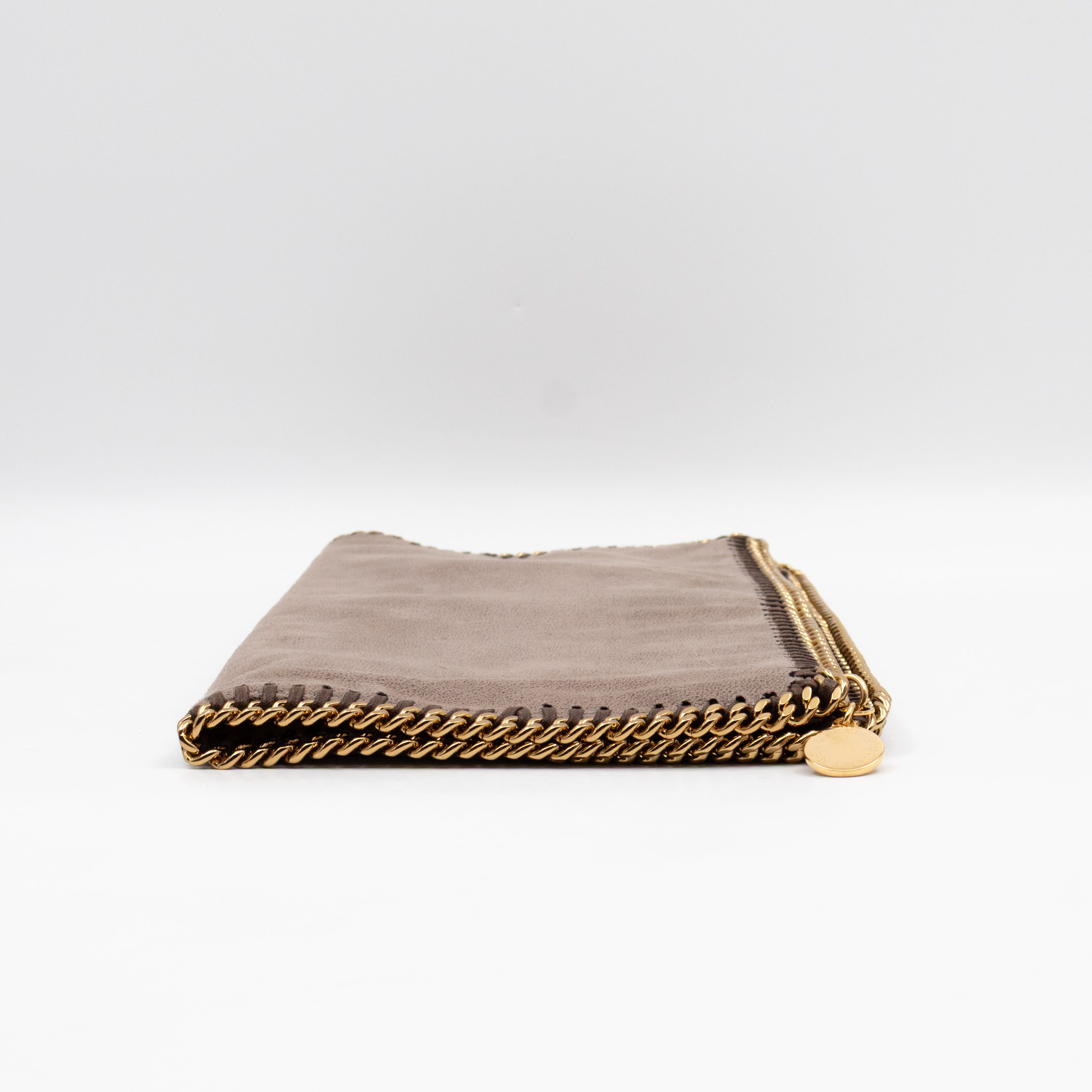 Falabella Fold Over Clutch Grey Gold
