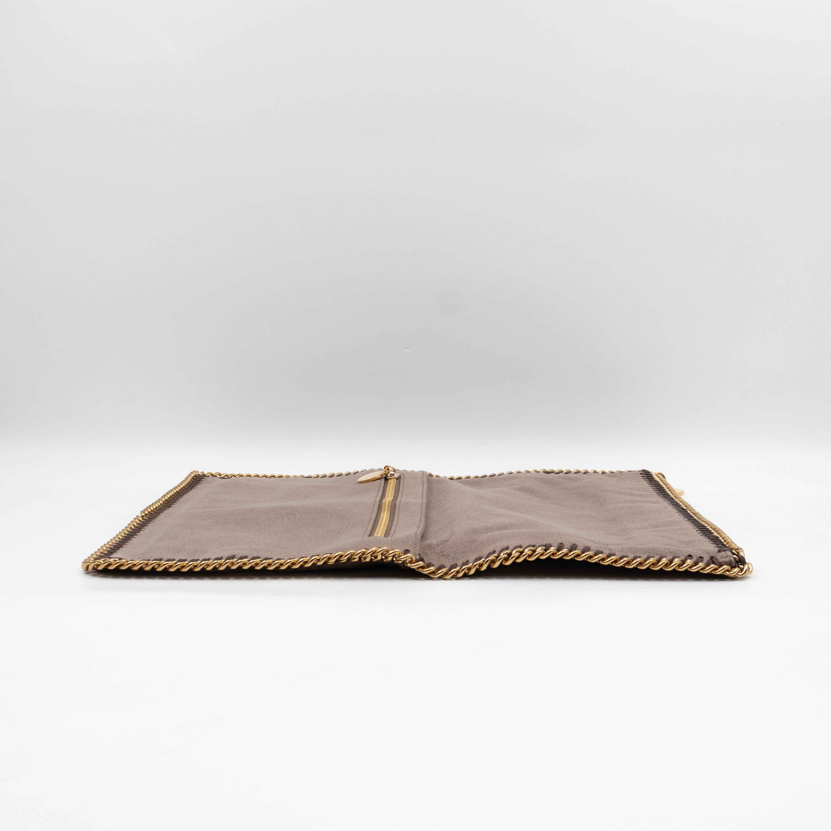 Falabella Fold Over Clutch Grey Gold
