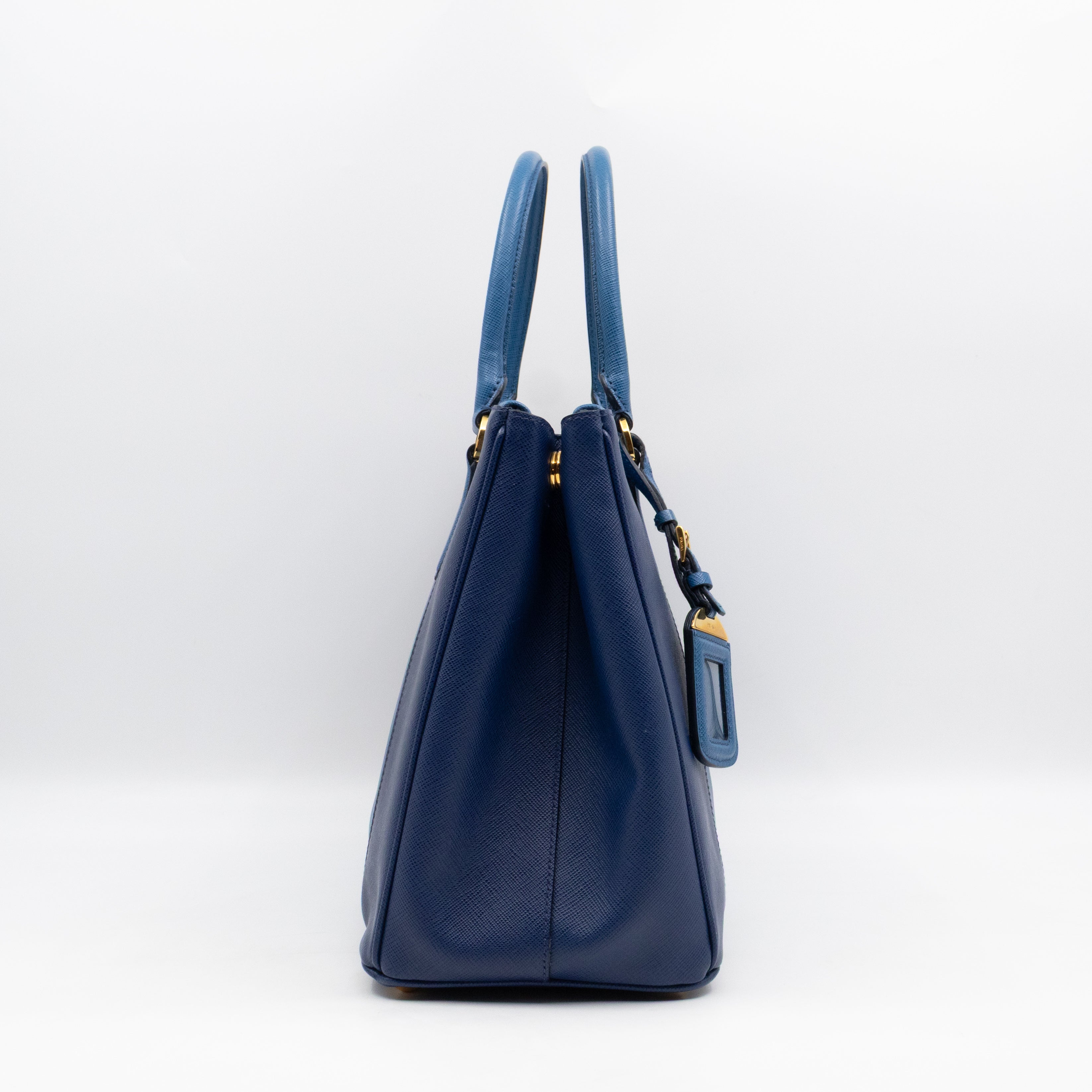 Galleria Medium Double Zip Blue Two Tone Saffiano Leather