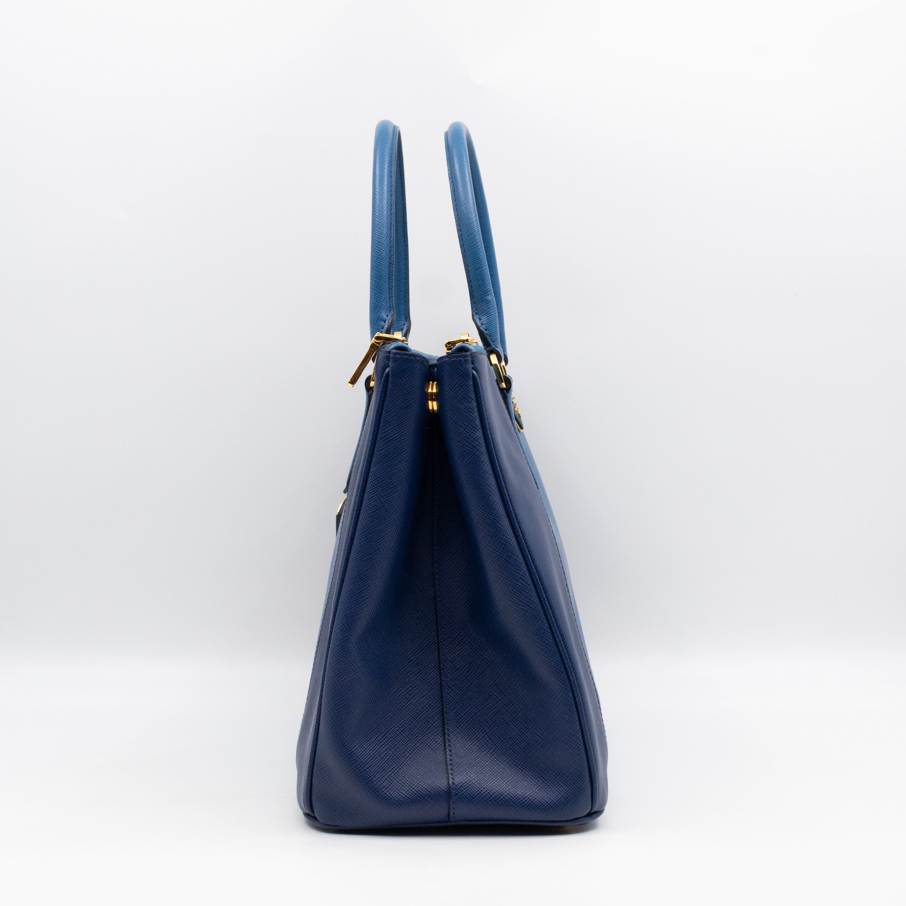Galleria Medium Double Zip Blue Two Tone Saffiano Leather