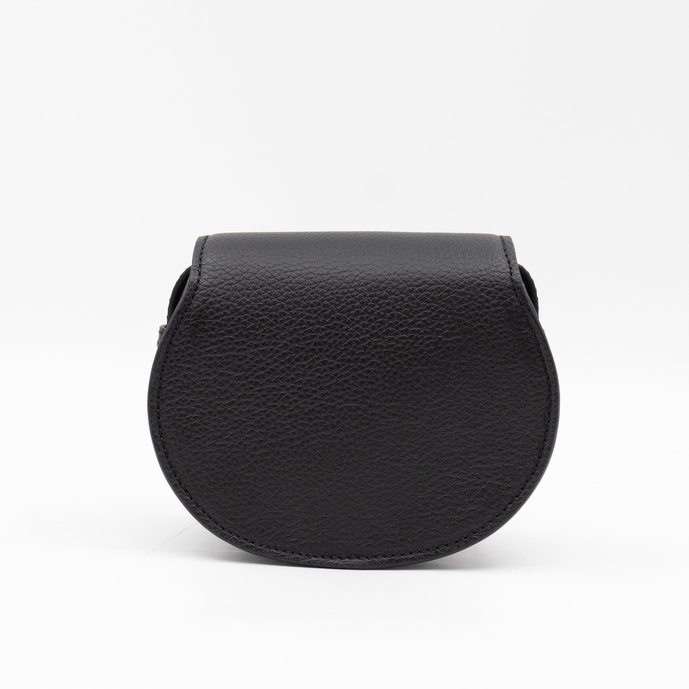 Marcie Saddle Micro Crossbody Bag Black Leather
