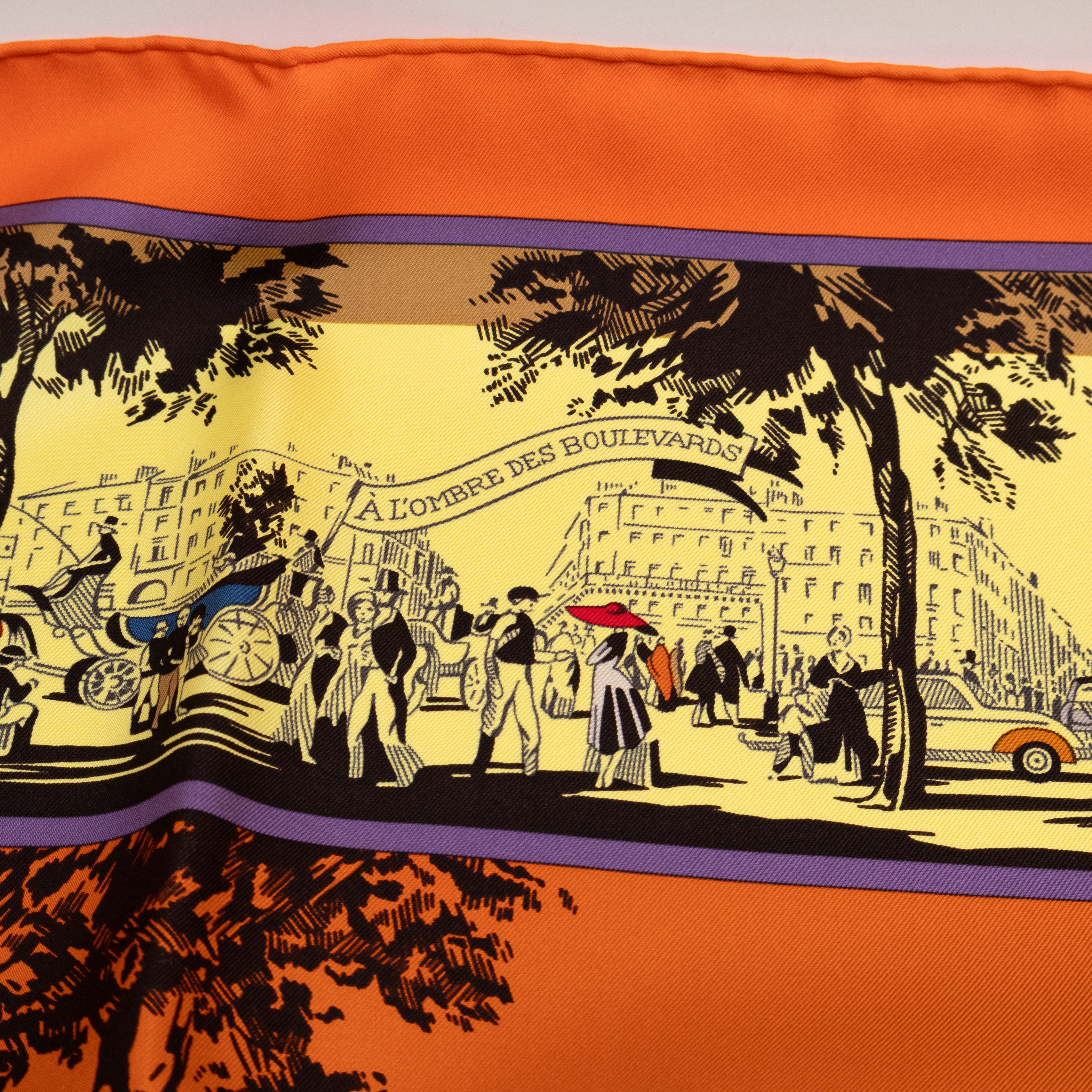 Silk Scarf 90 A l'Ombre des Boulevards Orange