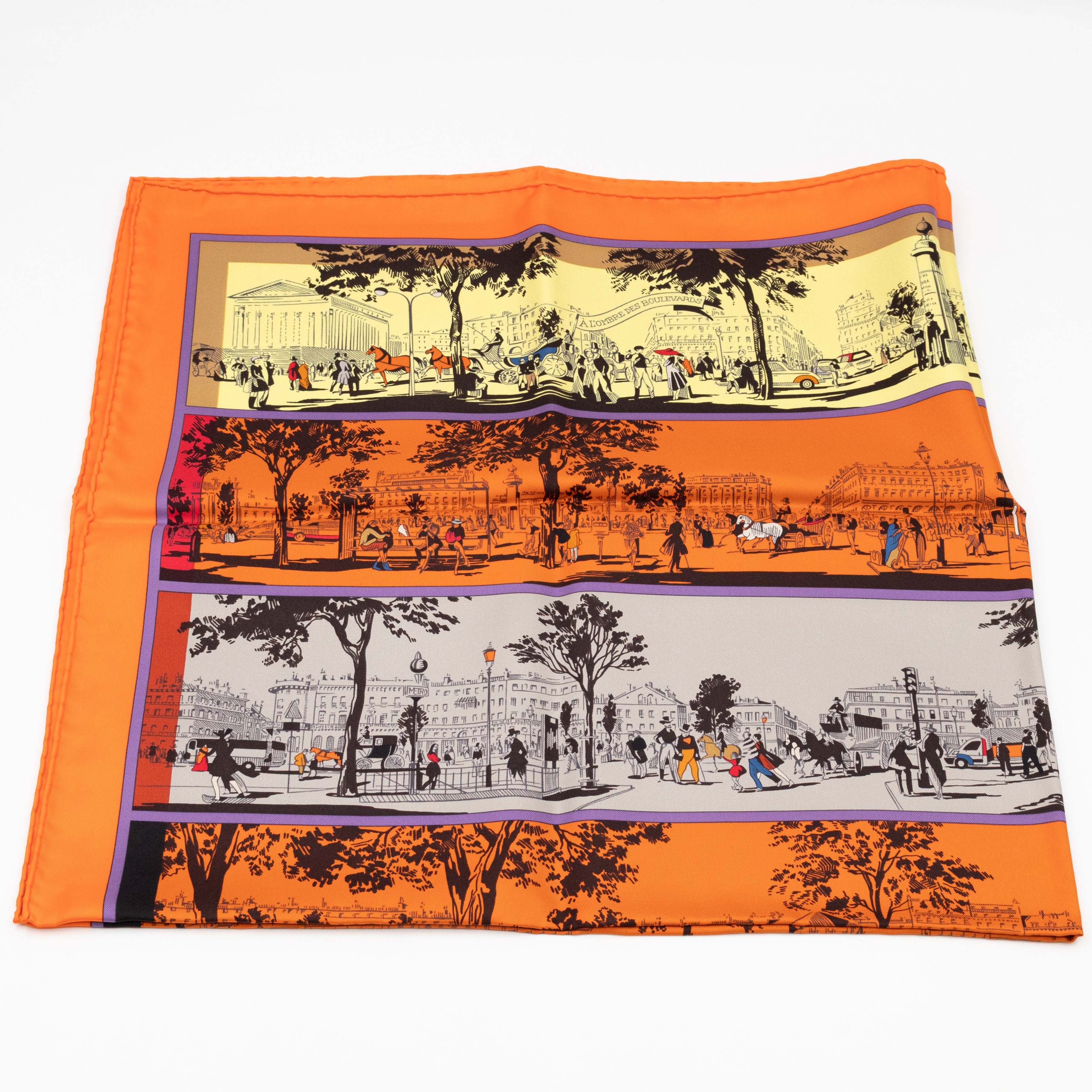 Silk Scarf 90 A l'Ombre des Boulevards Orange