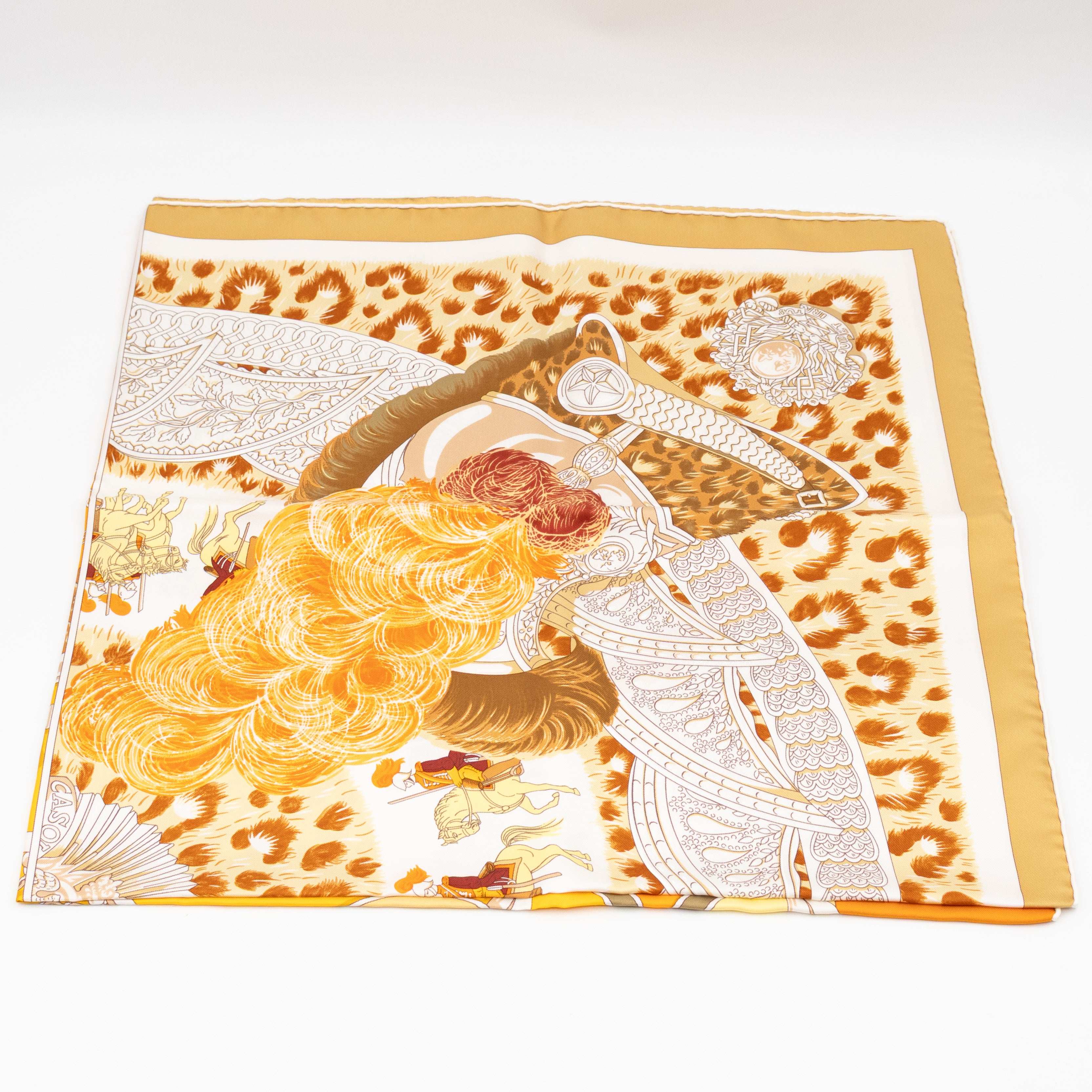 Silk Scarf 90 Plumets du Roy Orange Yellow