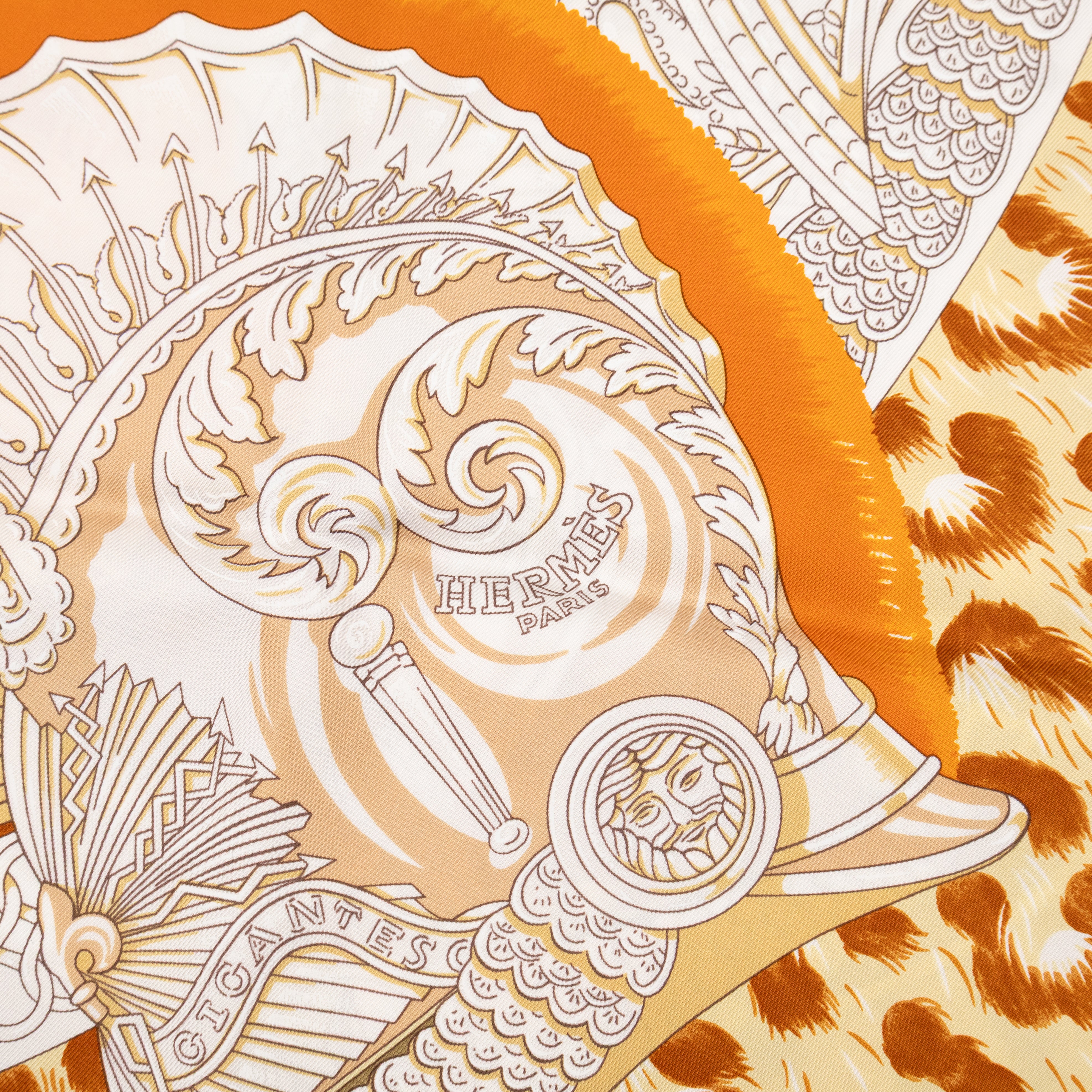 Silk Scarf 90 Plumets du Roy Orange Yellow