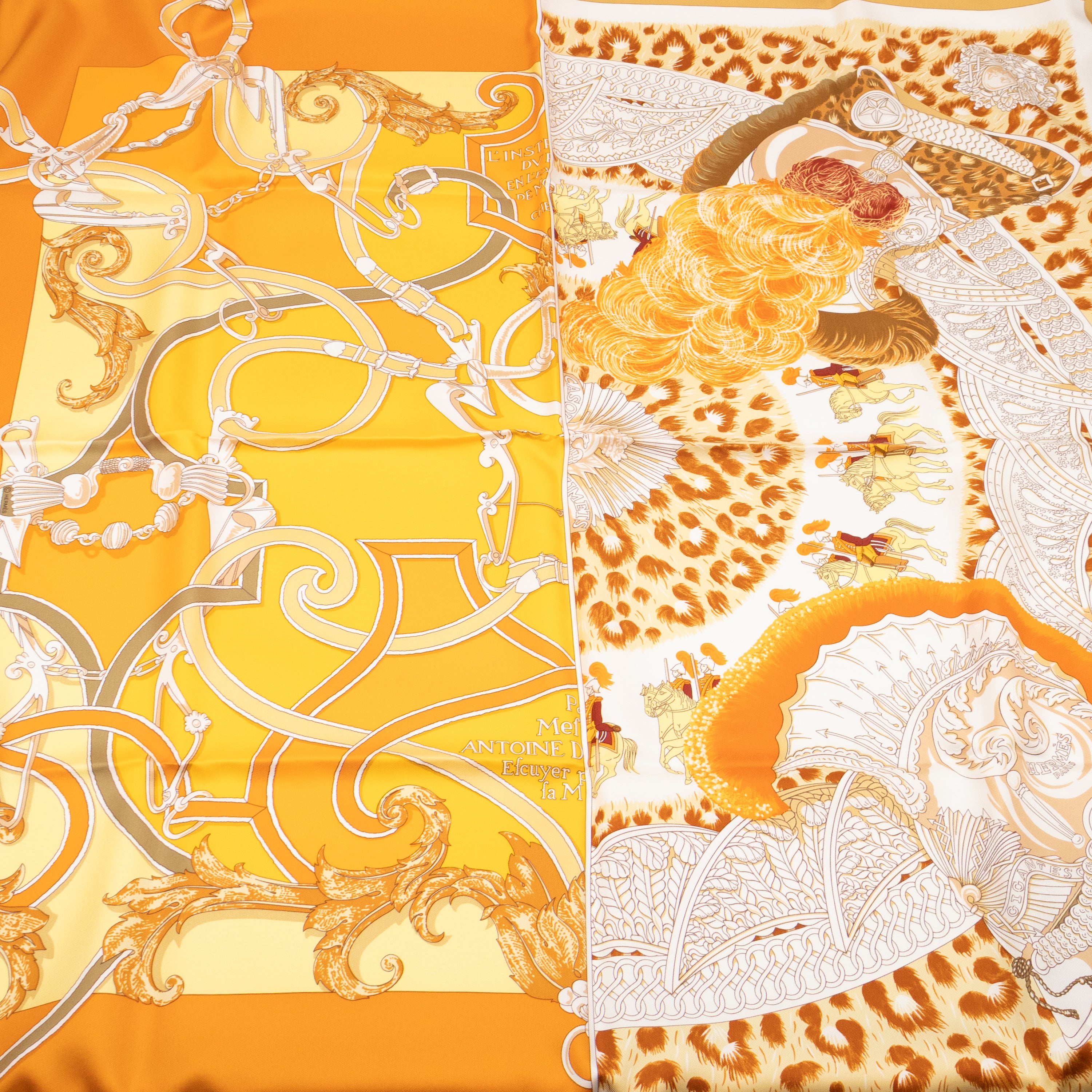 Silk Scarf 90 Plumets du Roy Orange Yellow