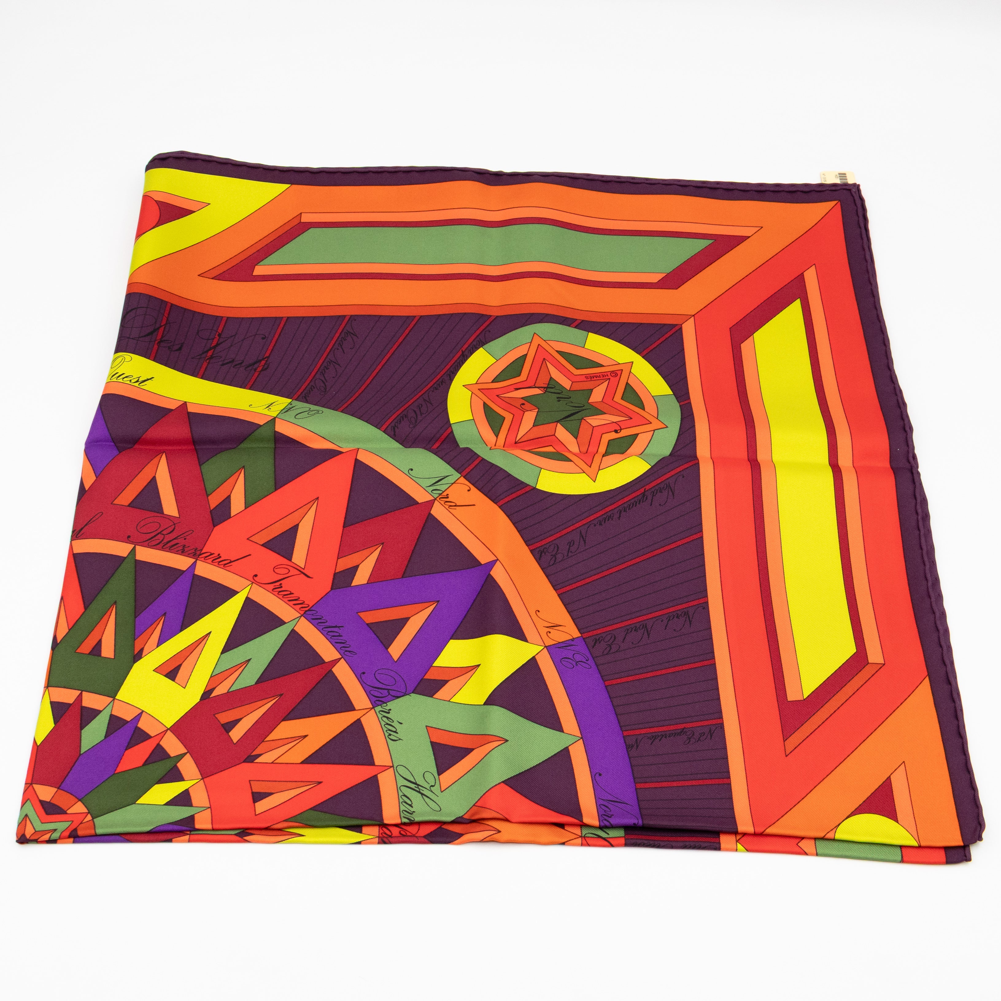 Silk Scarf 90 La Rose des Vents Purple