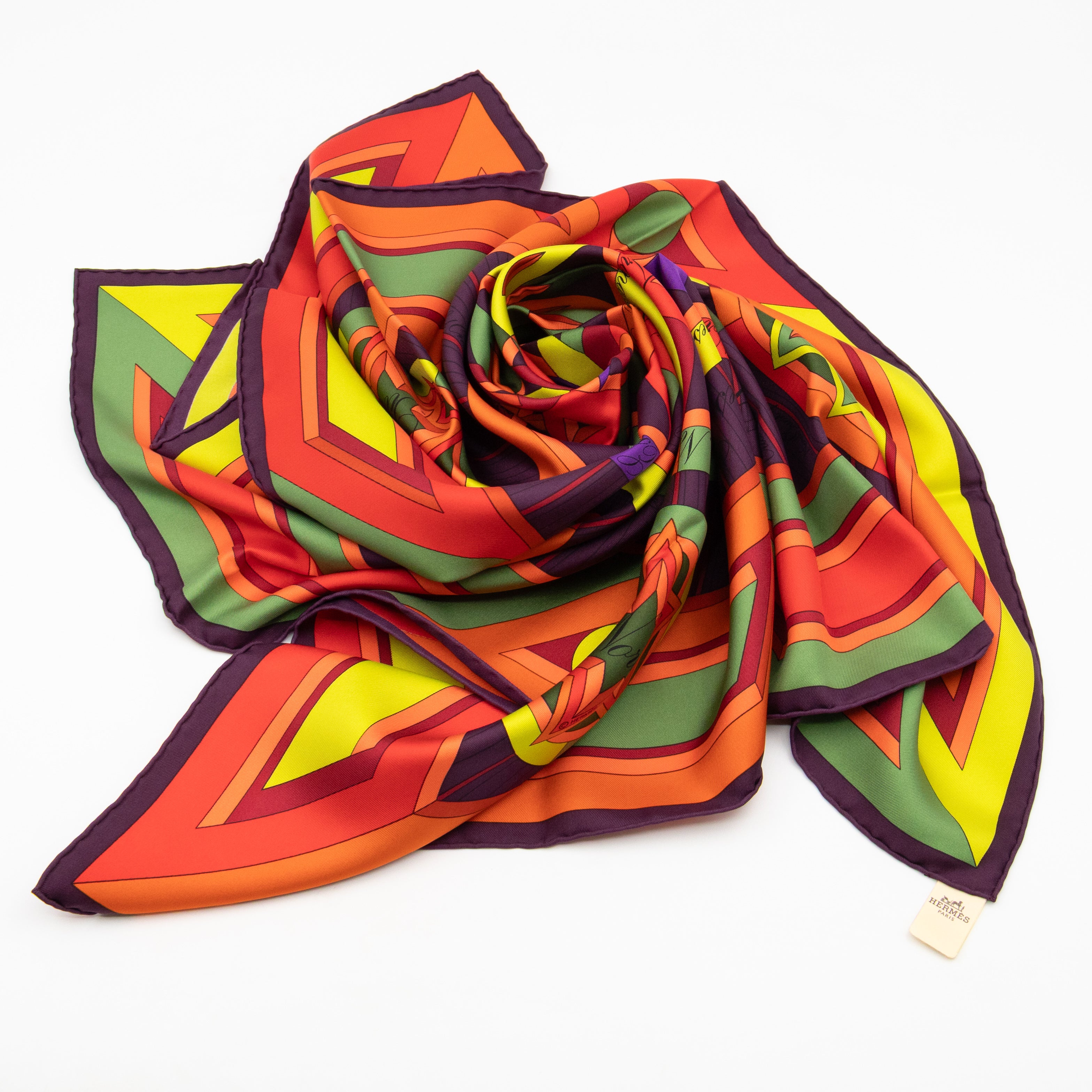 Silk Scarf 90 La Rose des Vents Purple