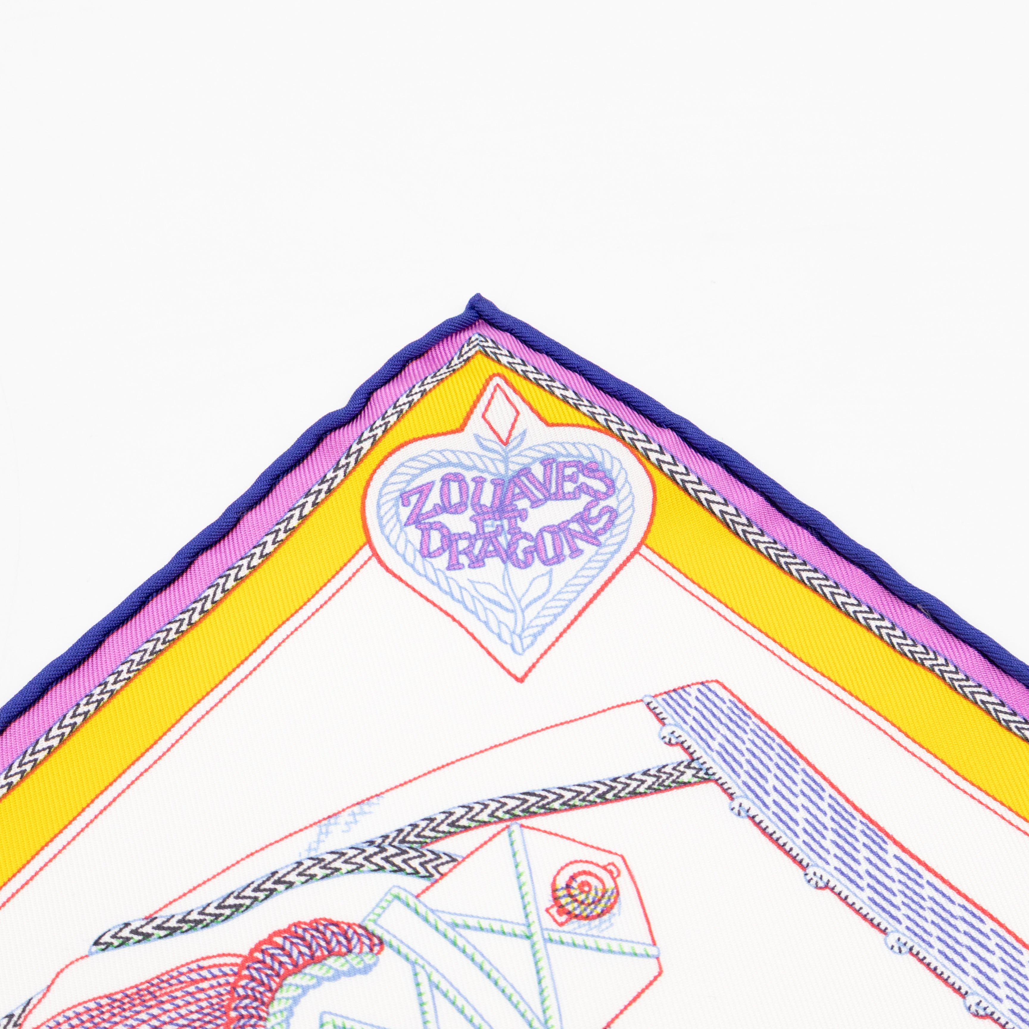 Silk Scarf 45 Zouaves et Dragons White