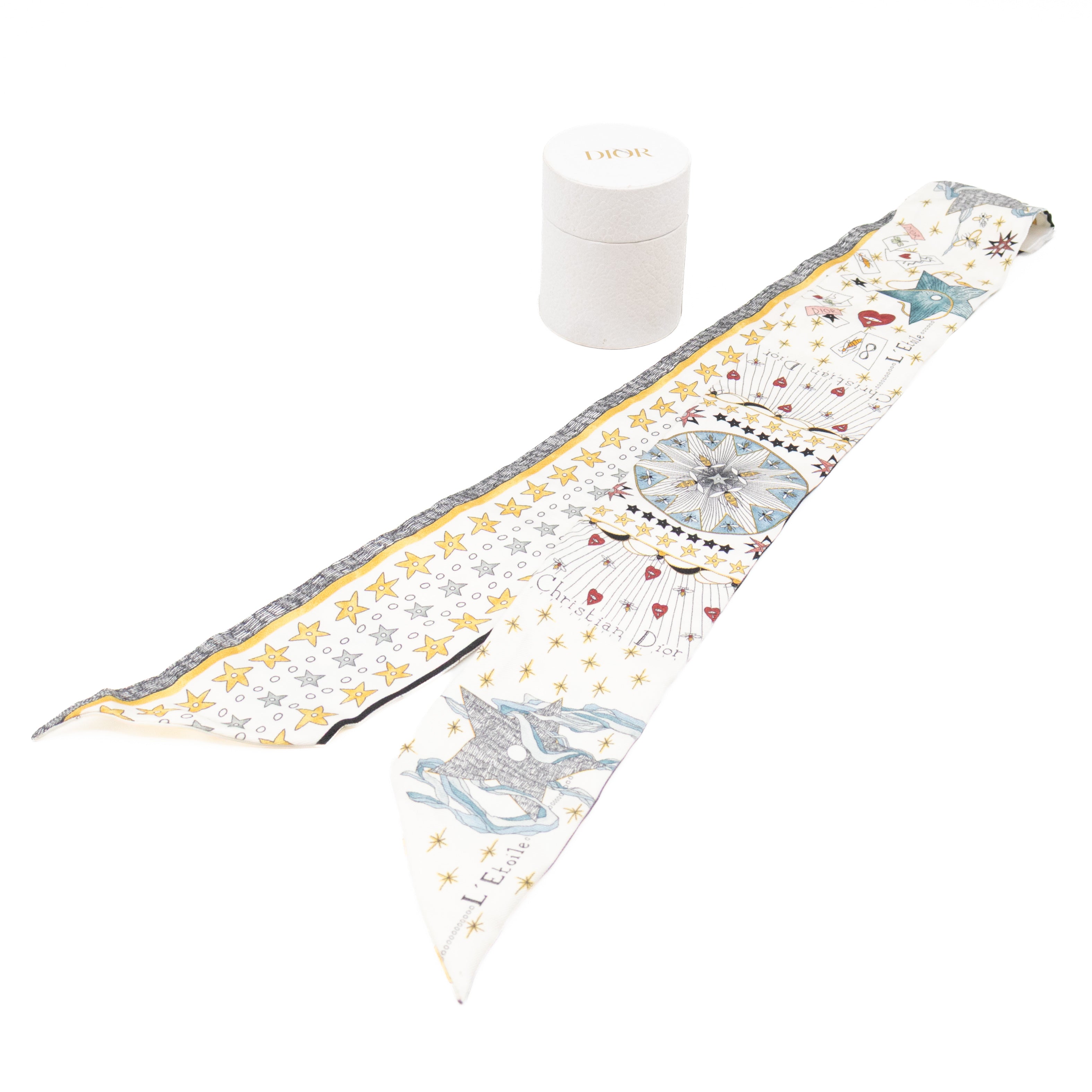 L'Etoile Tarot Mitzah Twilly Scarf Silk White