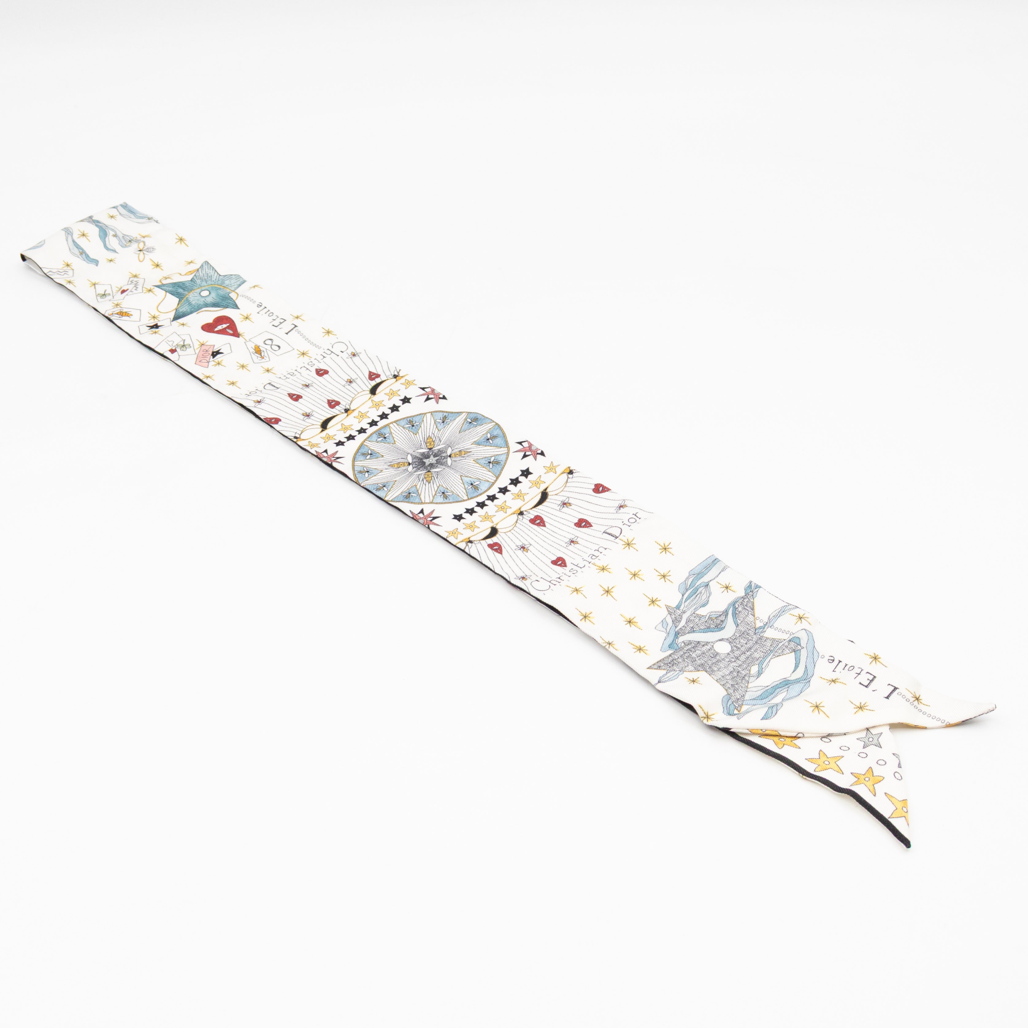 L'Etoile Tarot Mitzah Twilly Scarf Silk White