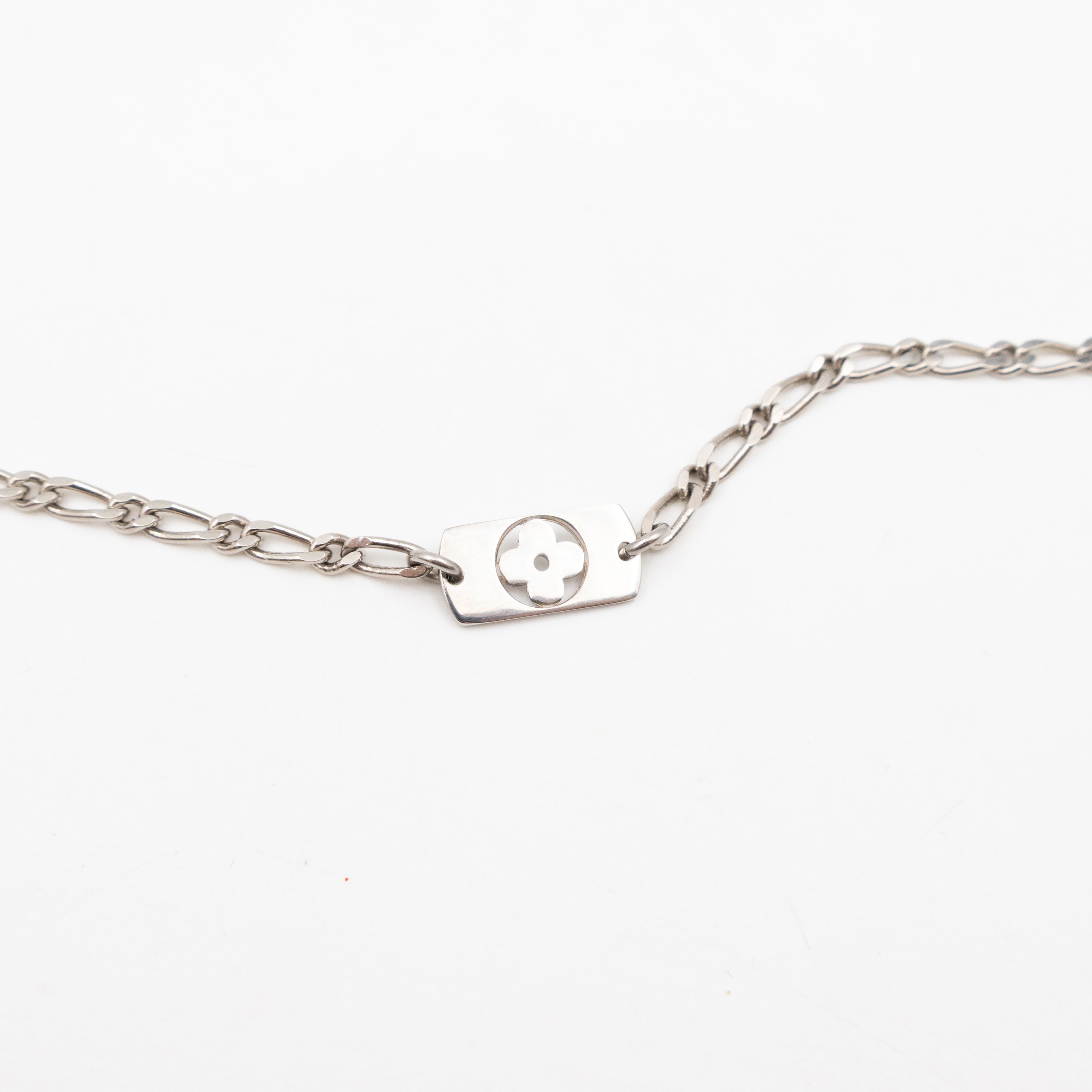 Monogram Double Chain Necklace Silver