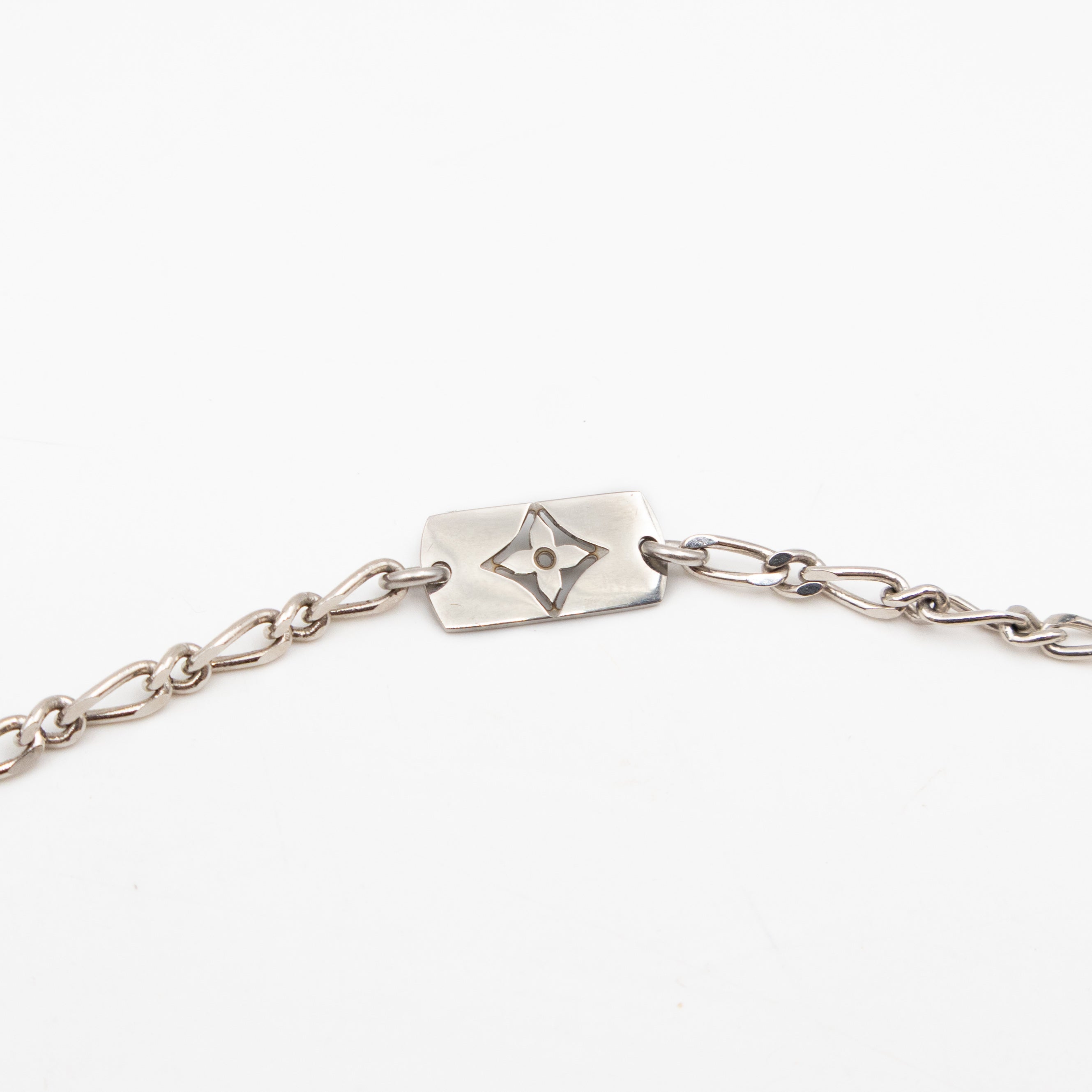 Monogram Double Chain Necklace Silver