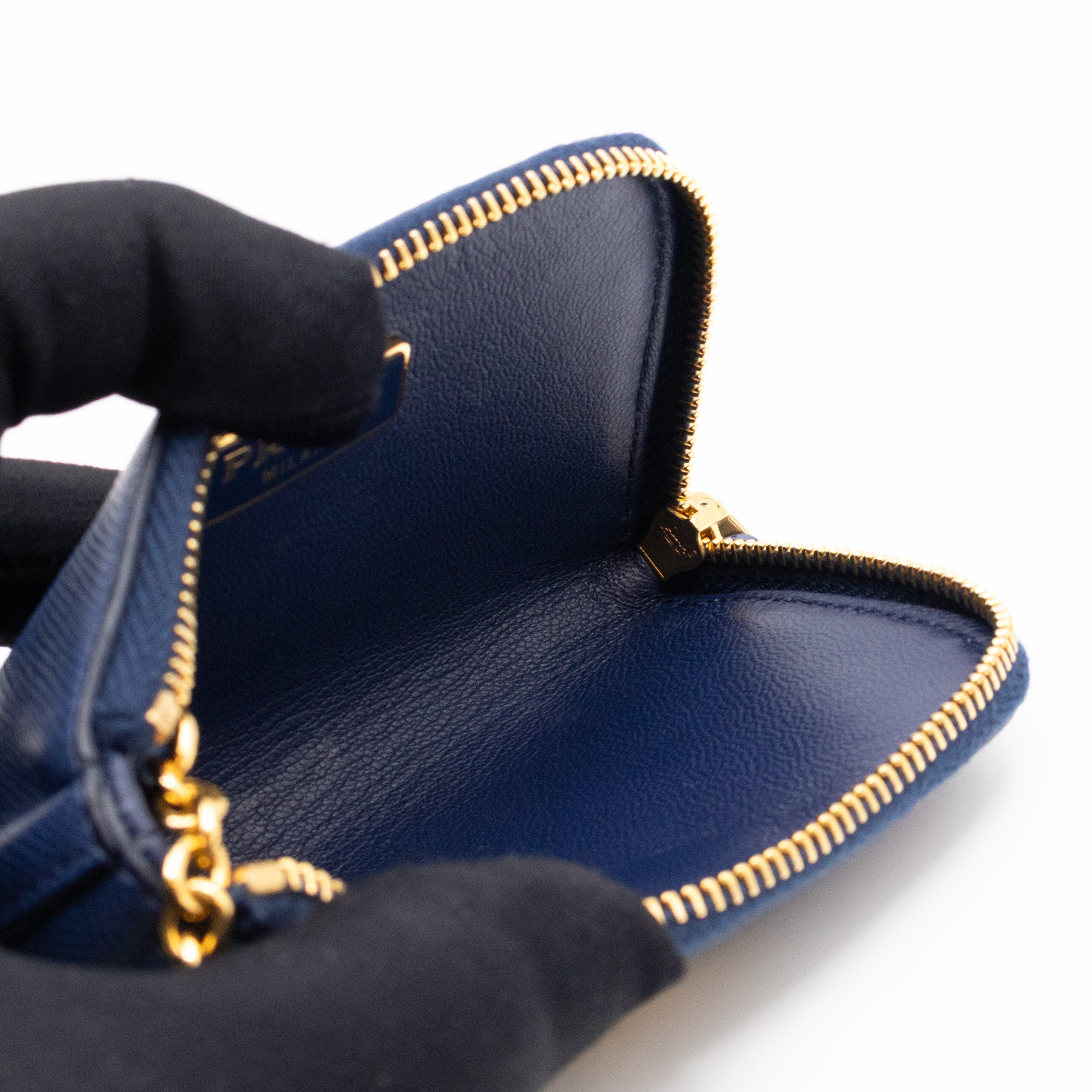 Key Pouch Saffiano Blue Leather