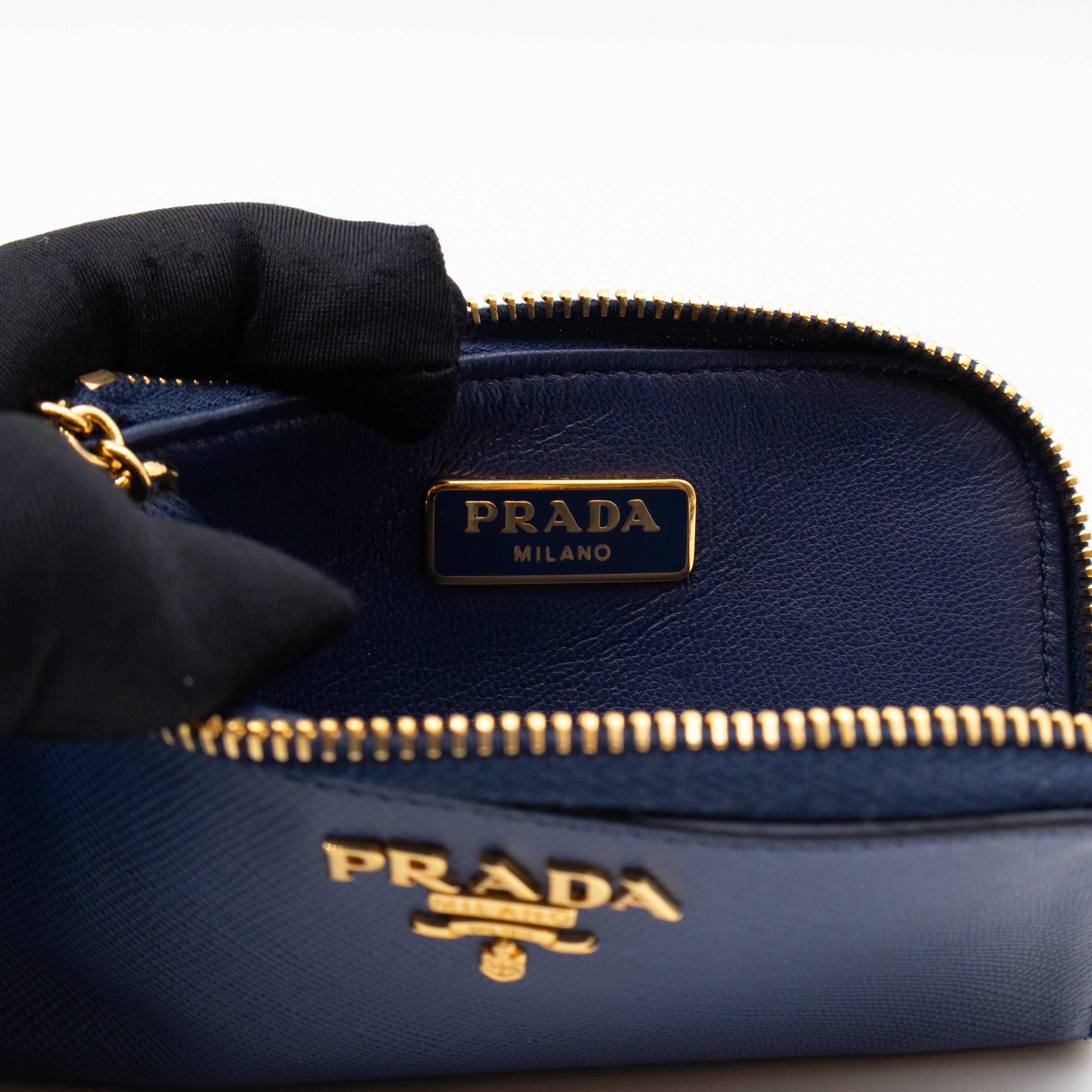 Key Pouch Saffiano Blue Leather
