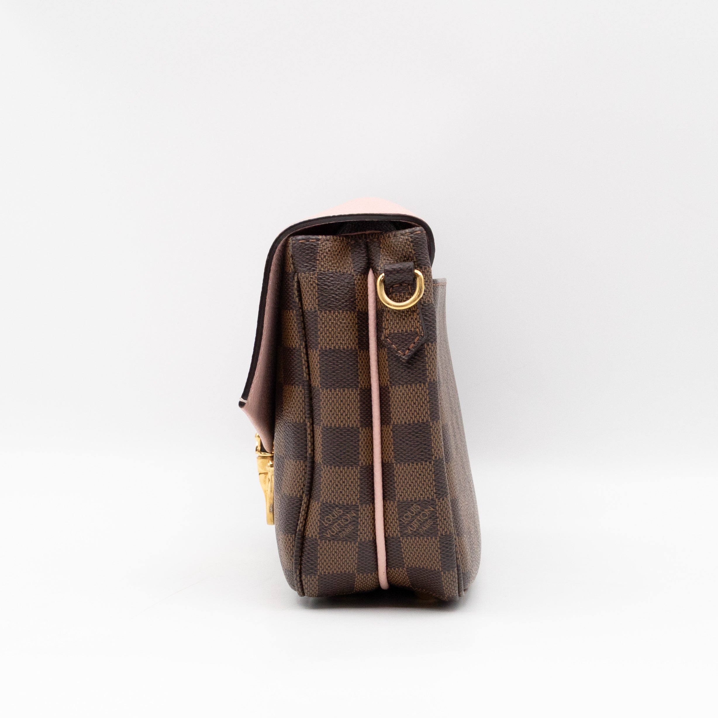 Clapton Crossbody Damier Ebene & Rose Ballerine Leather