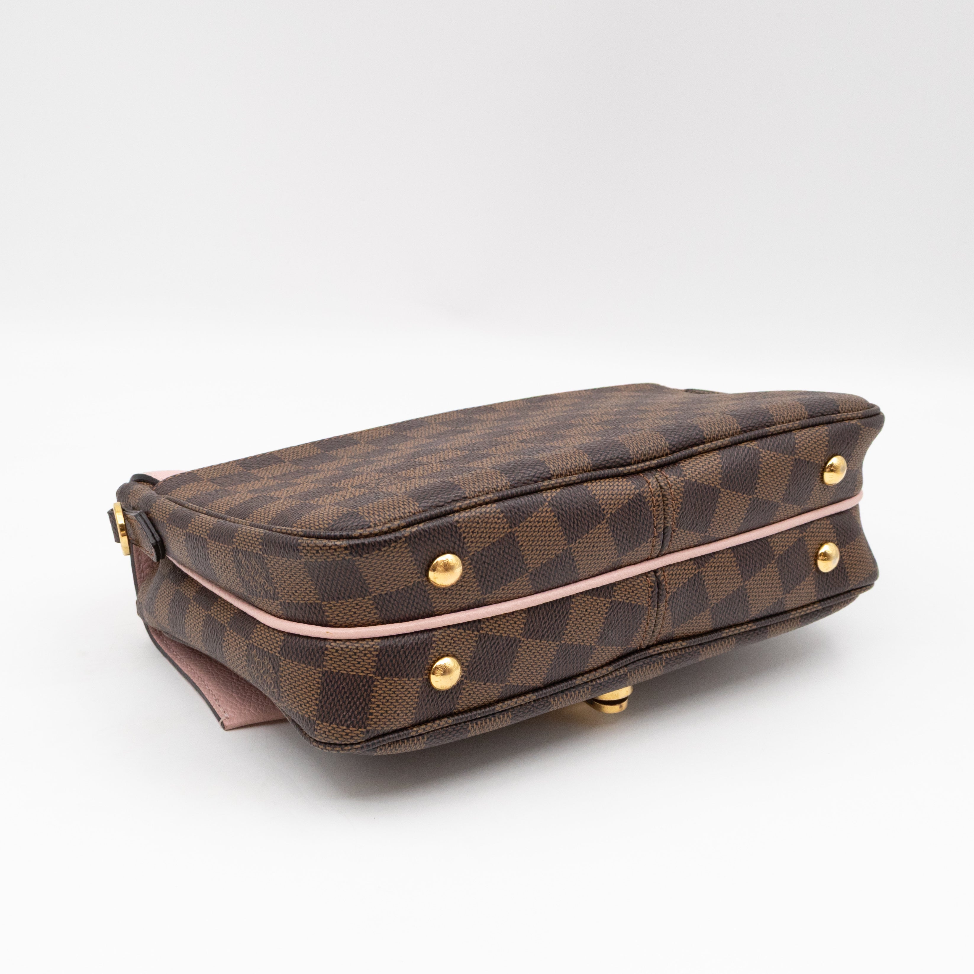 Clapton Crossbody Damier Ebene & Rose Ballerine Leather