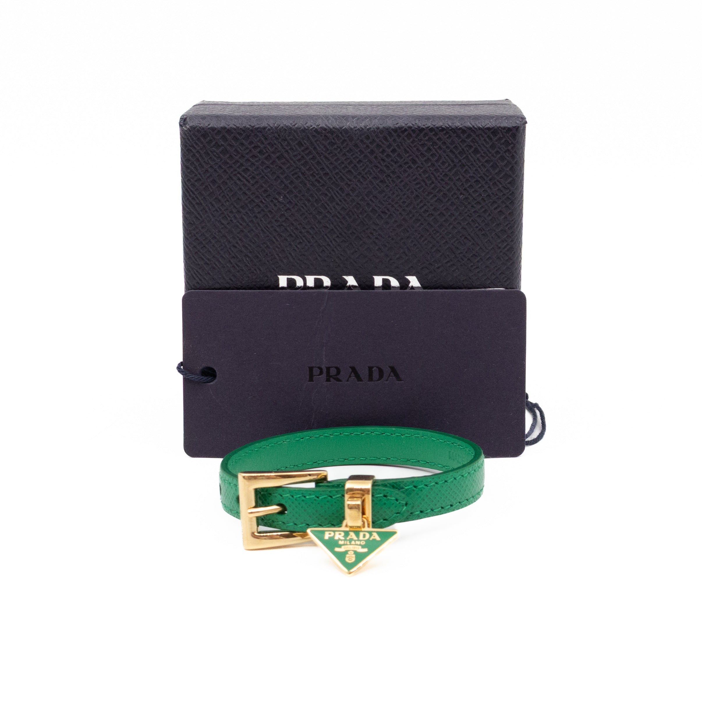 Triangle Charm Bracelet Mango Green Saffiano Leather