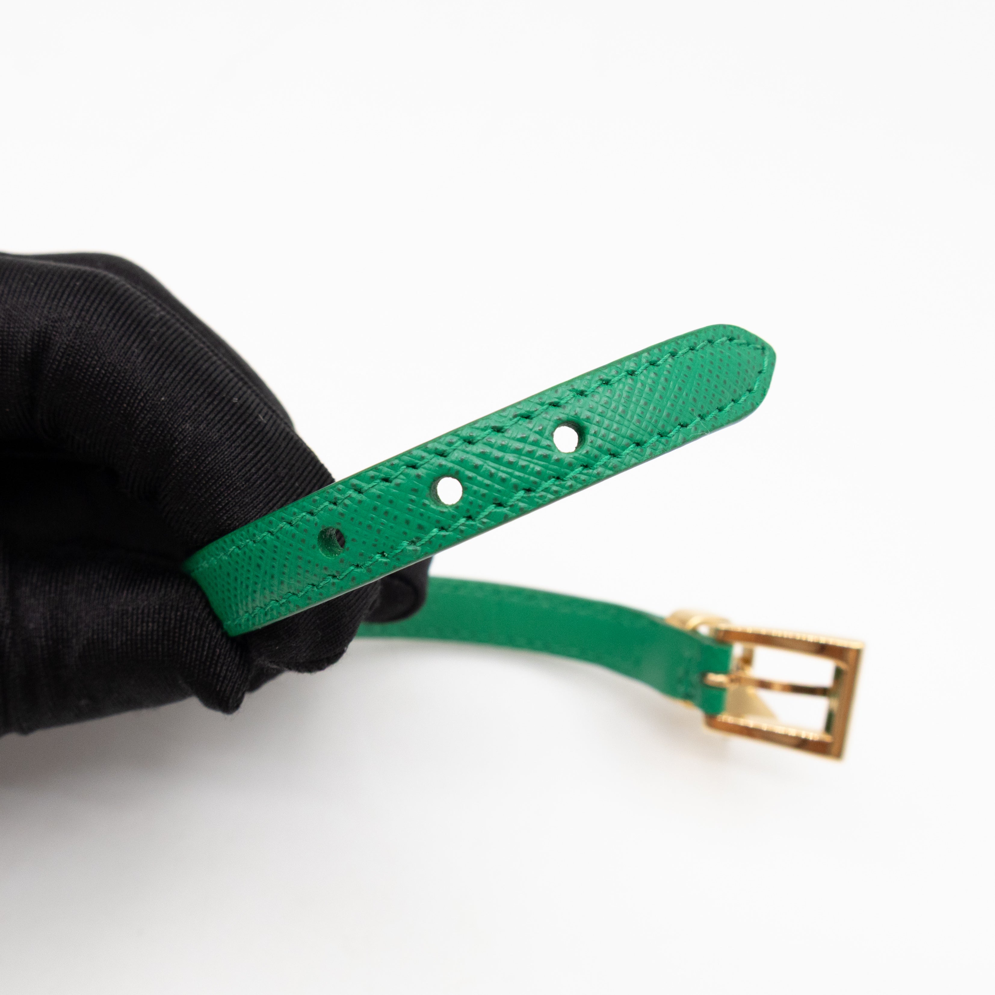 Triangle Charm Bracelet Mango Green Saffiano Leather