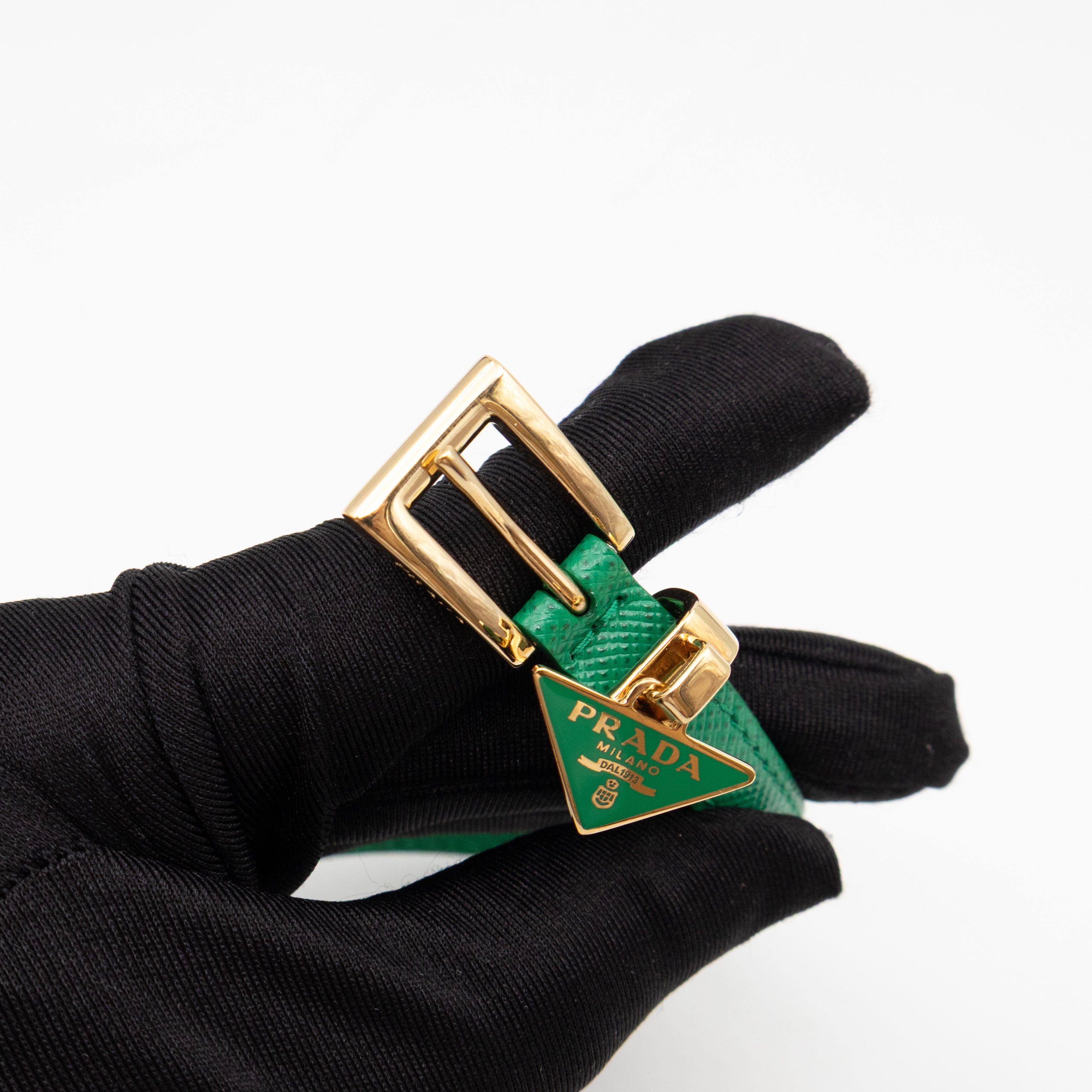 Triangle Charm Bracelet Mango Green Saffiano Leather