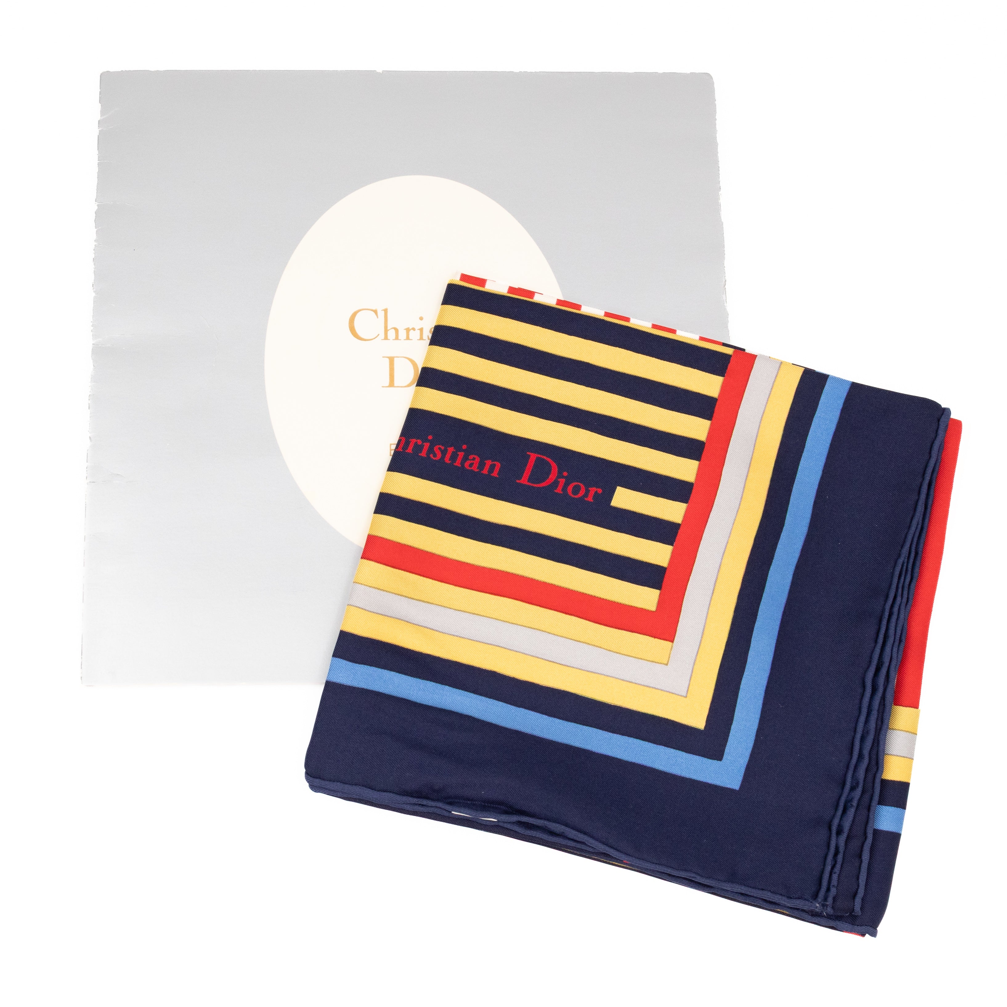 Vintage Stripe Square Silk Scarf Navy