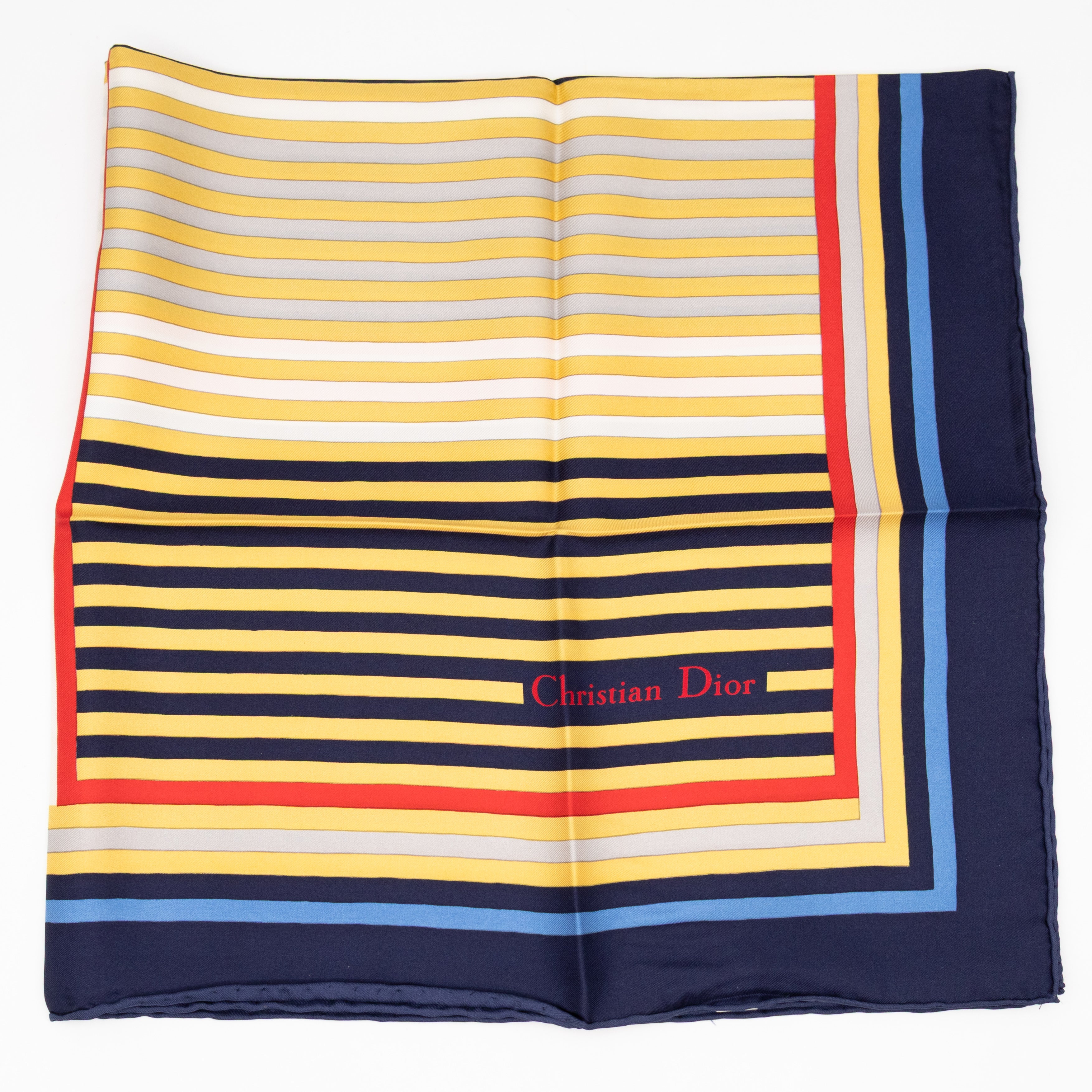 Vintage Stripe Square Silk Scarf Navy