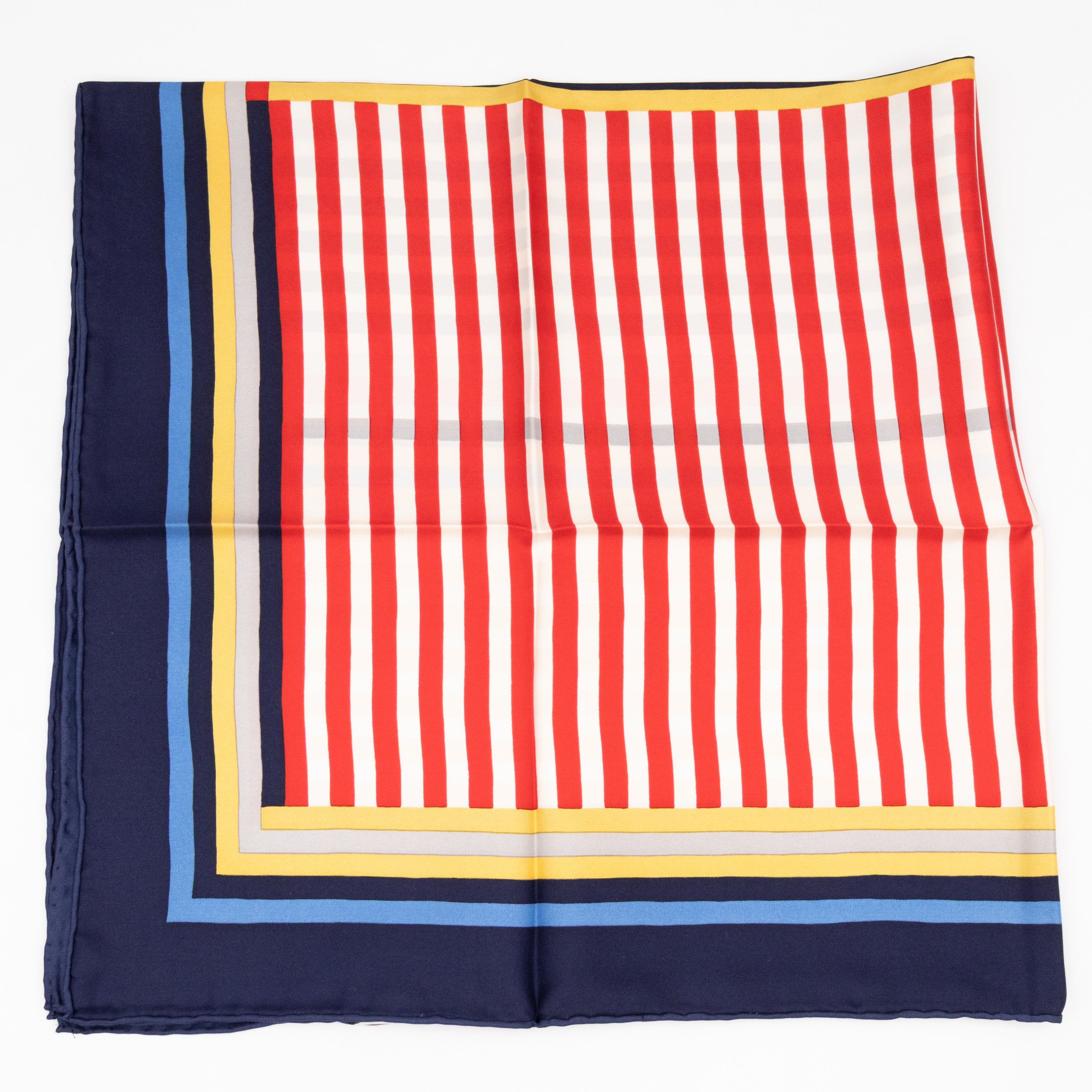Vintage Stripe Square Silk Scarf Navy