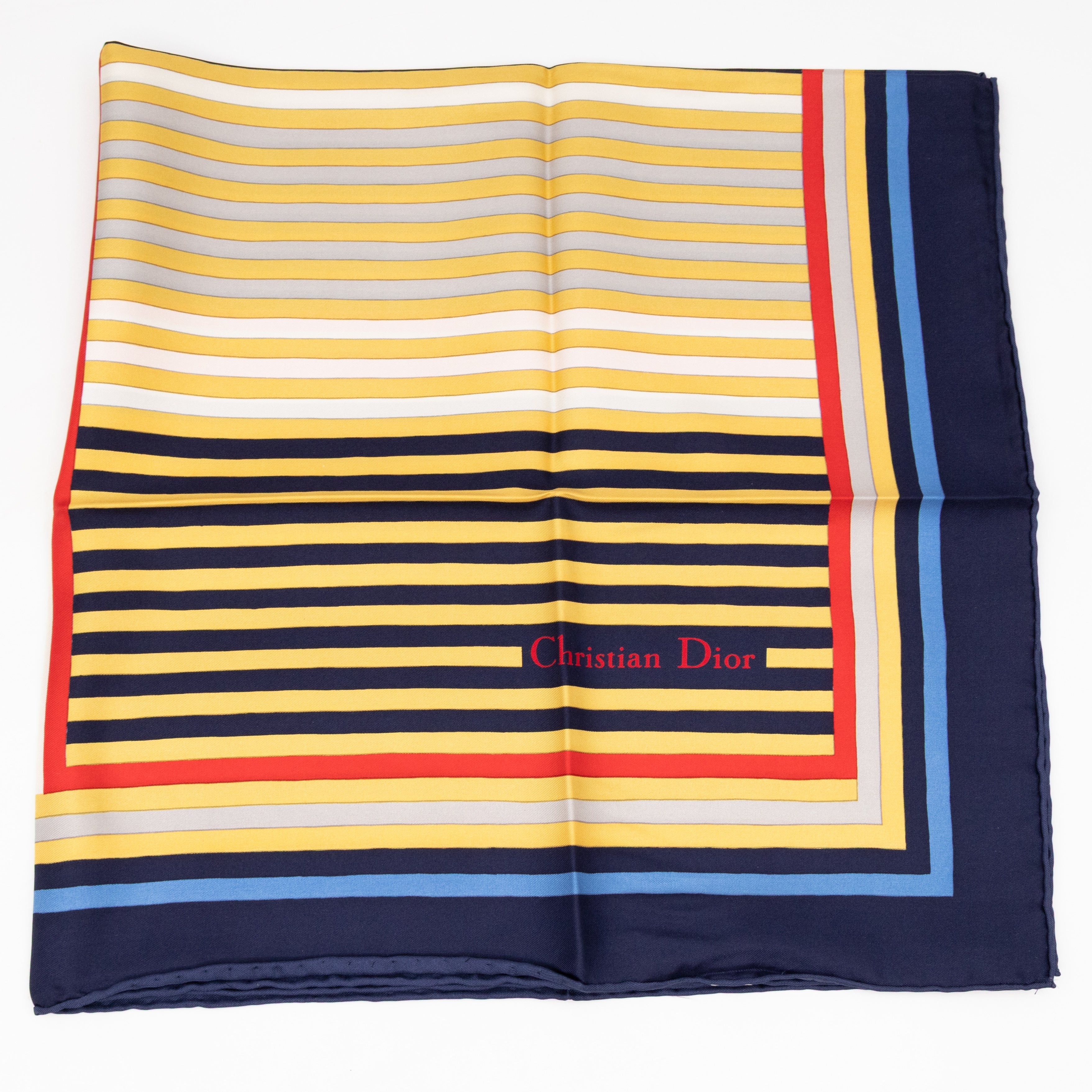 Vintage Stripe Square Silk Scarf Navy