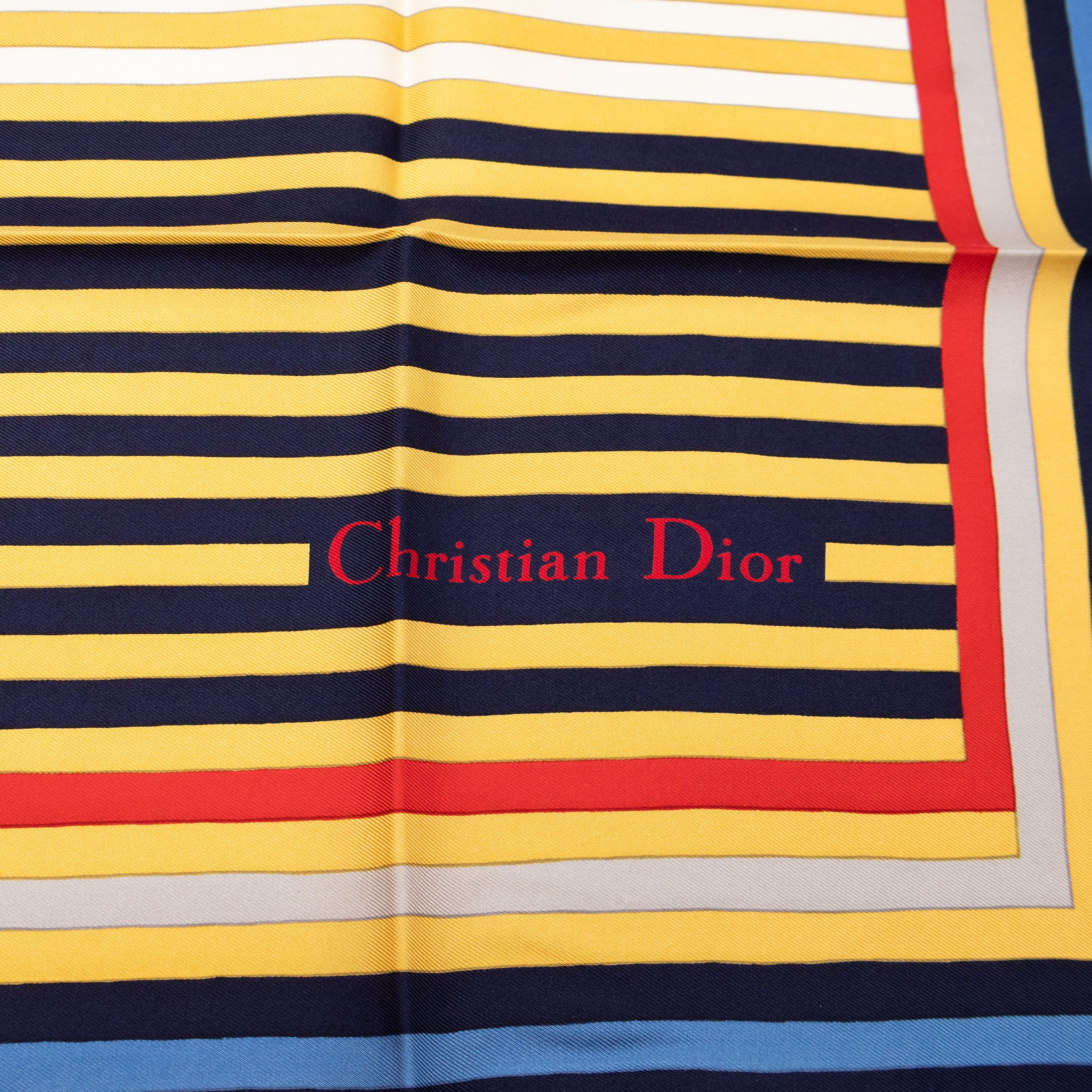 Vintage Stripe Square Silk Scarf Navy
