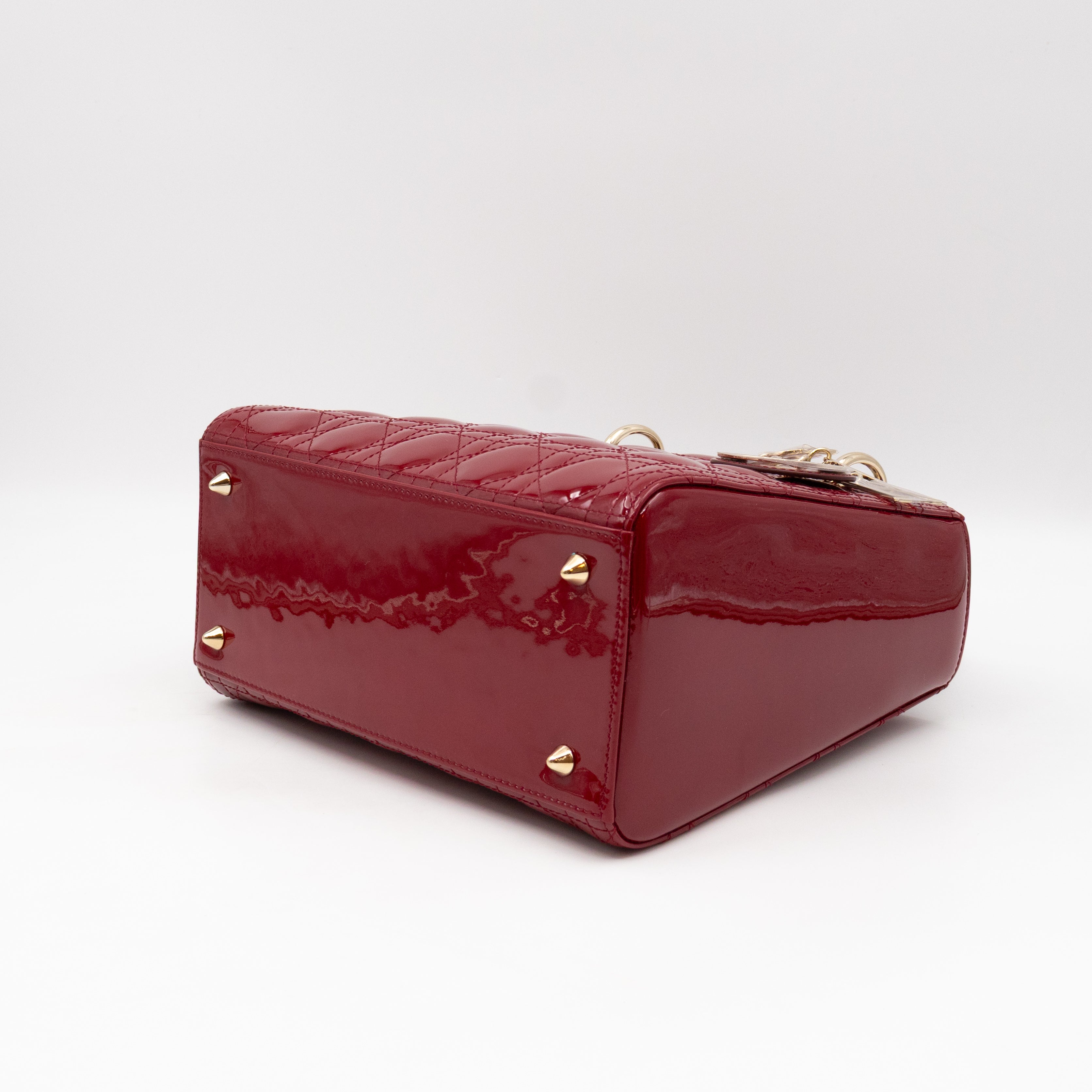 Lady Dior Medium Dark Red Patent Leather