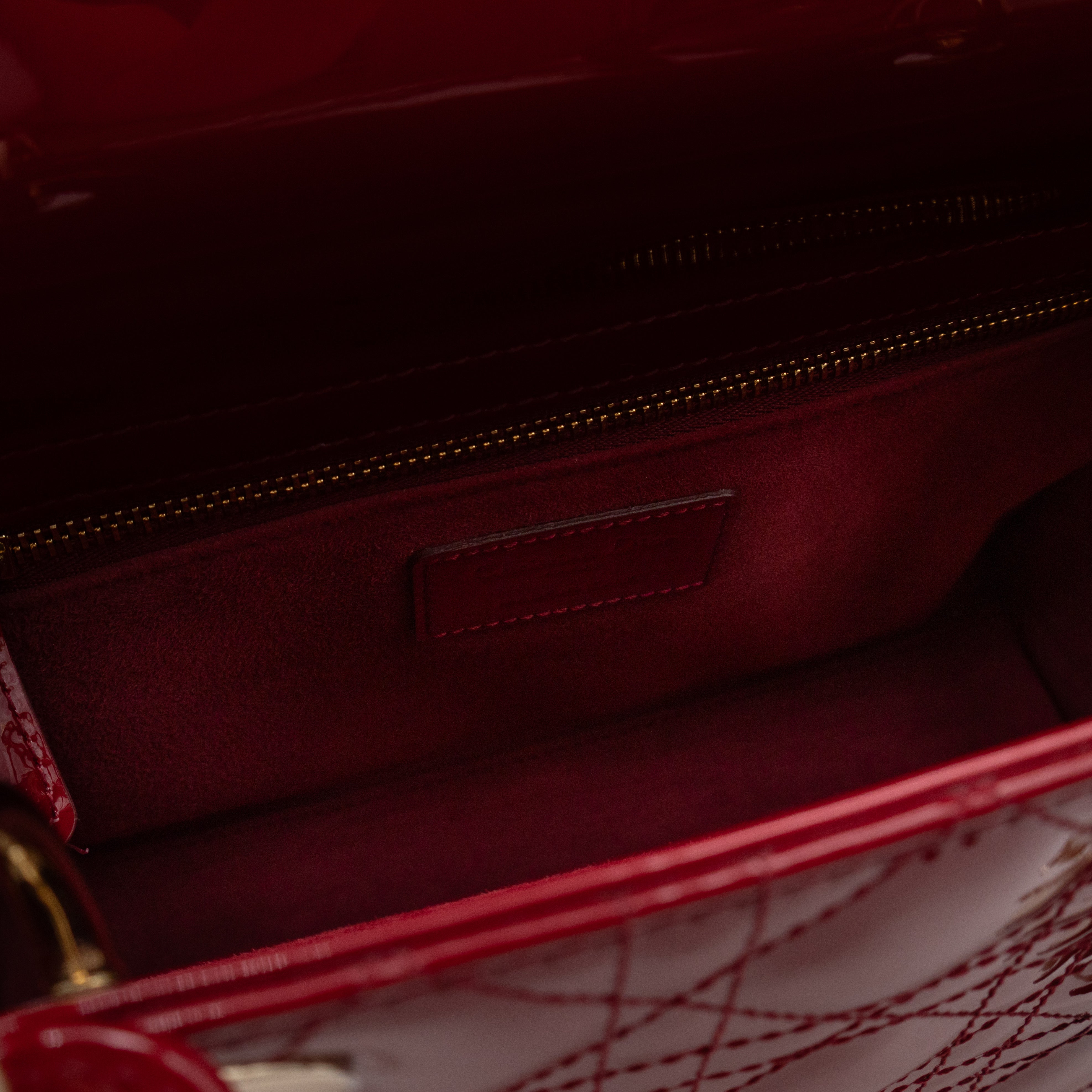 Lady Dior Medium Dark Red Patent Leather