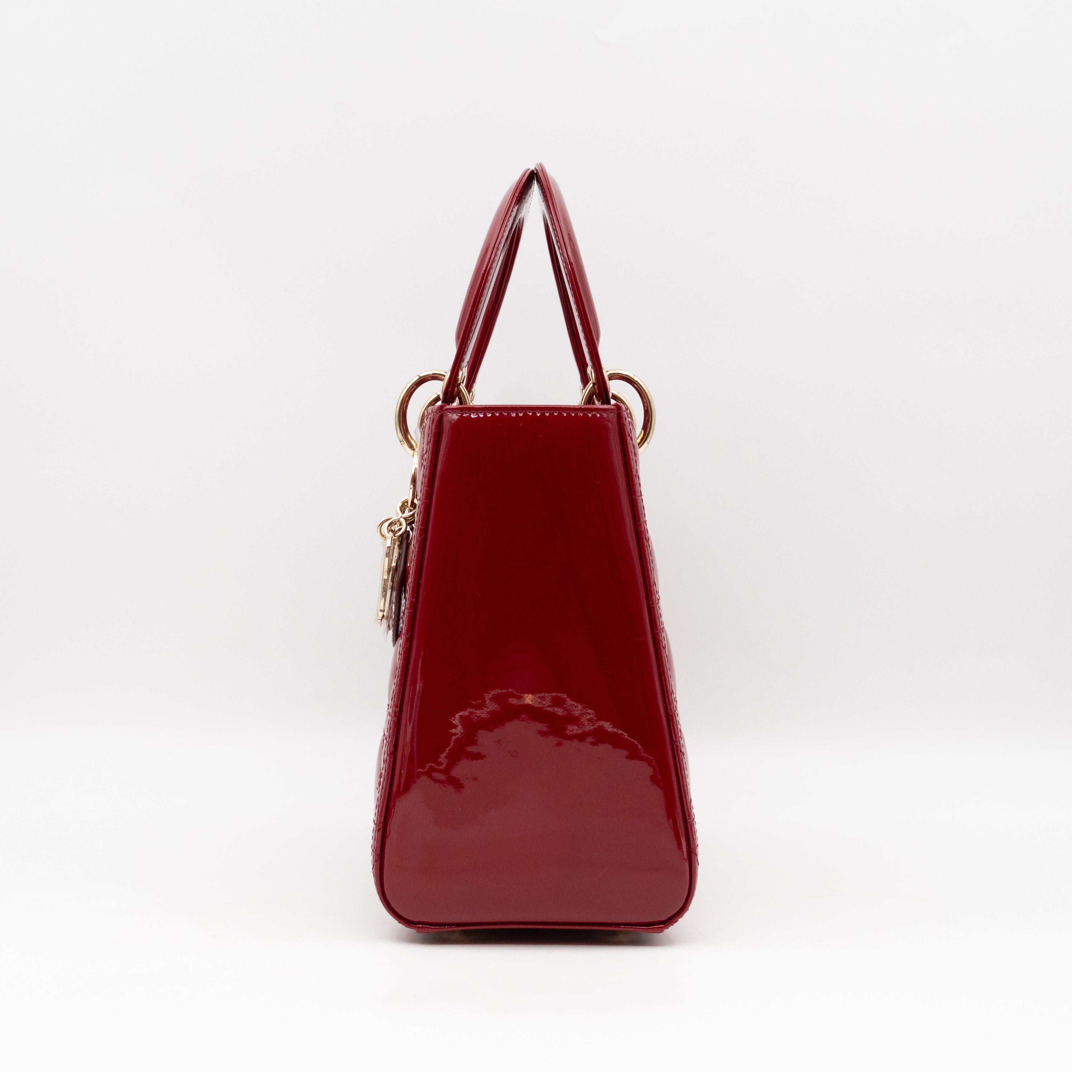 Lady Dior Medium Dark Red Patent Leather