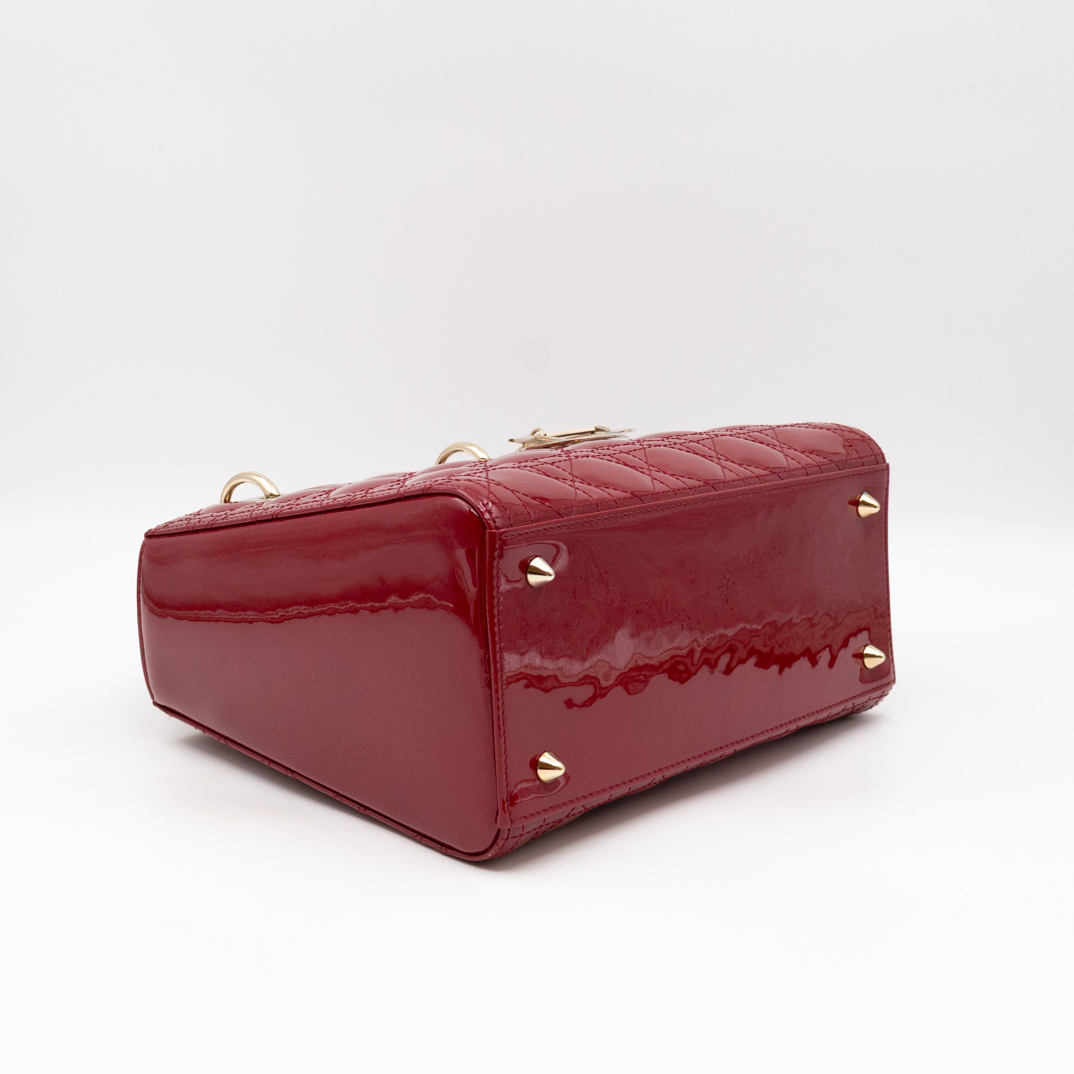Lady Dior Medium Dark Red Patent Leather