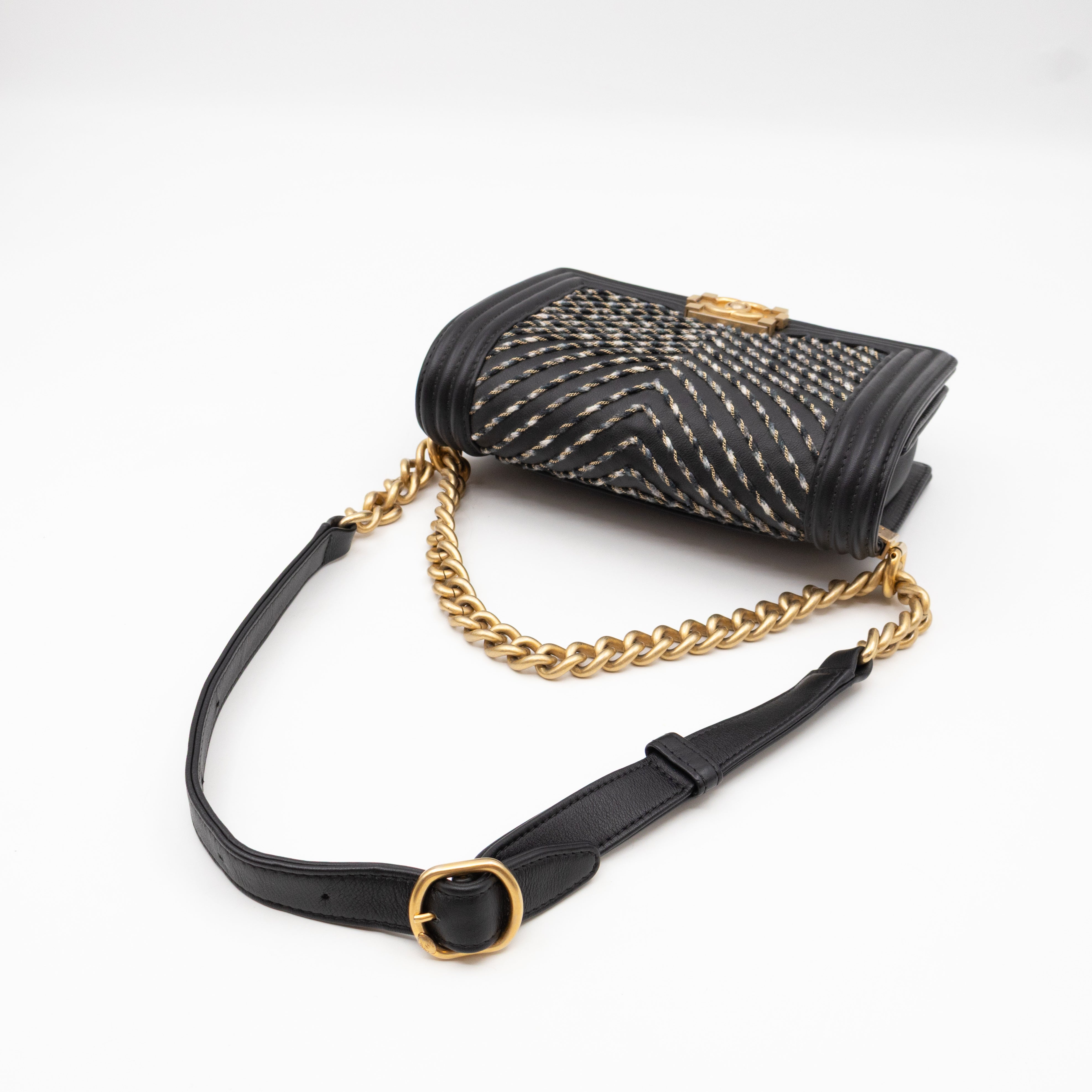 Boy Belt Bag By The Sea Chevron Embroidered Black Leather