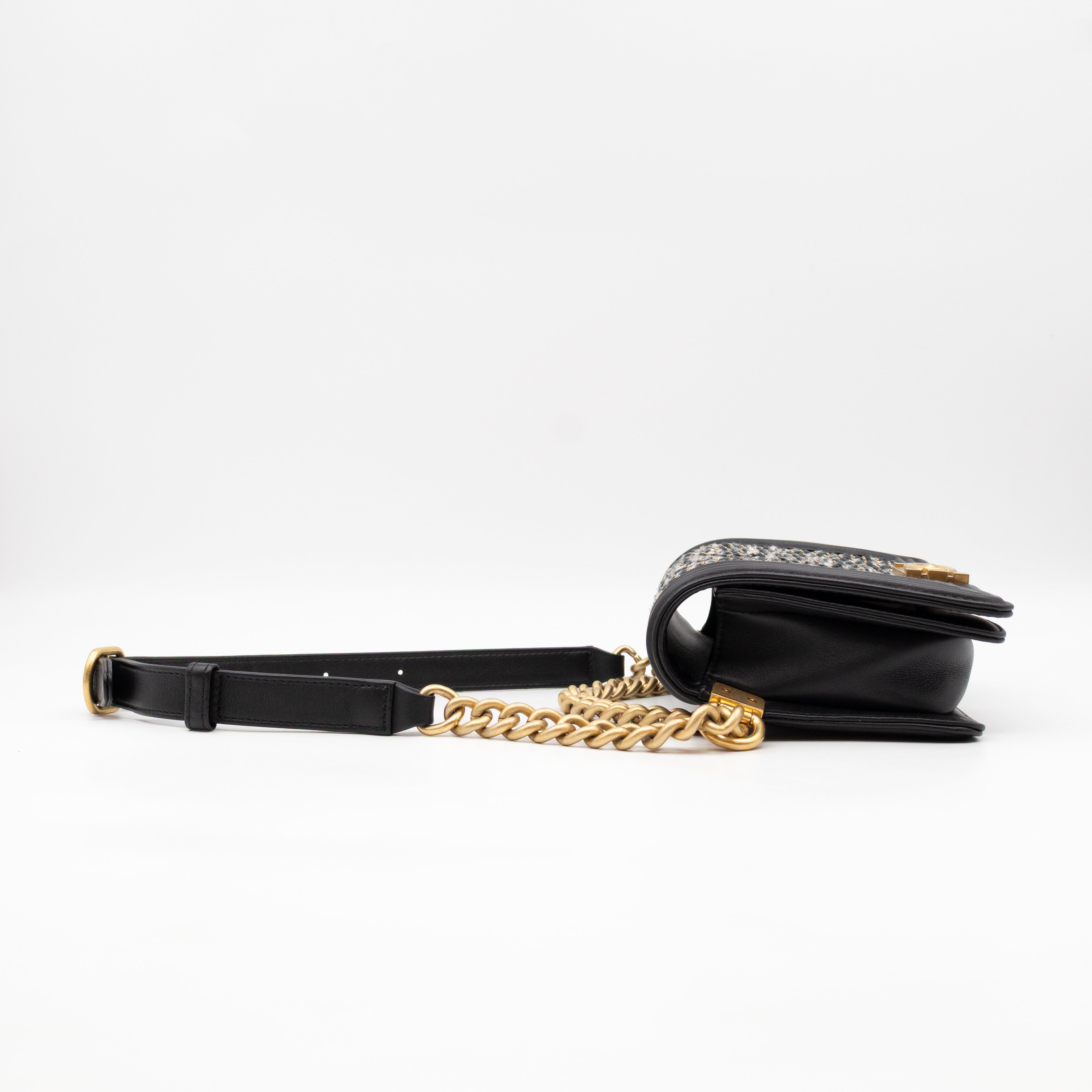 Boy Belt Bag By The Sea Chevron Embroidered Black Leather