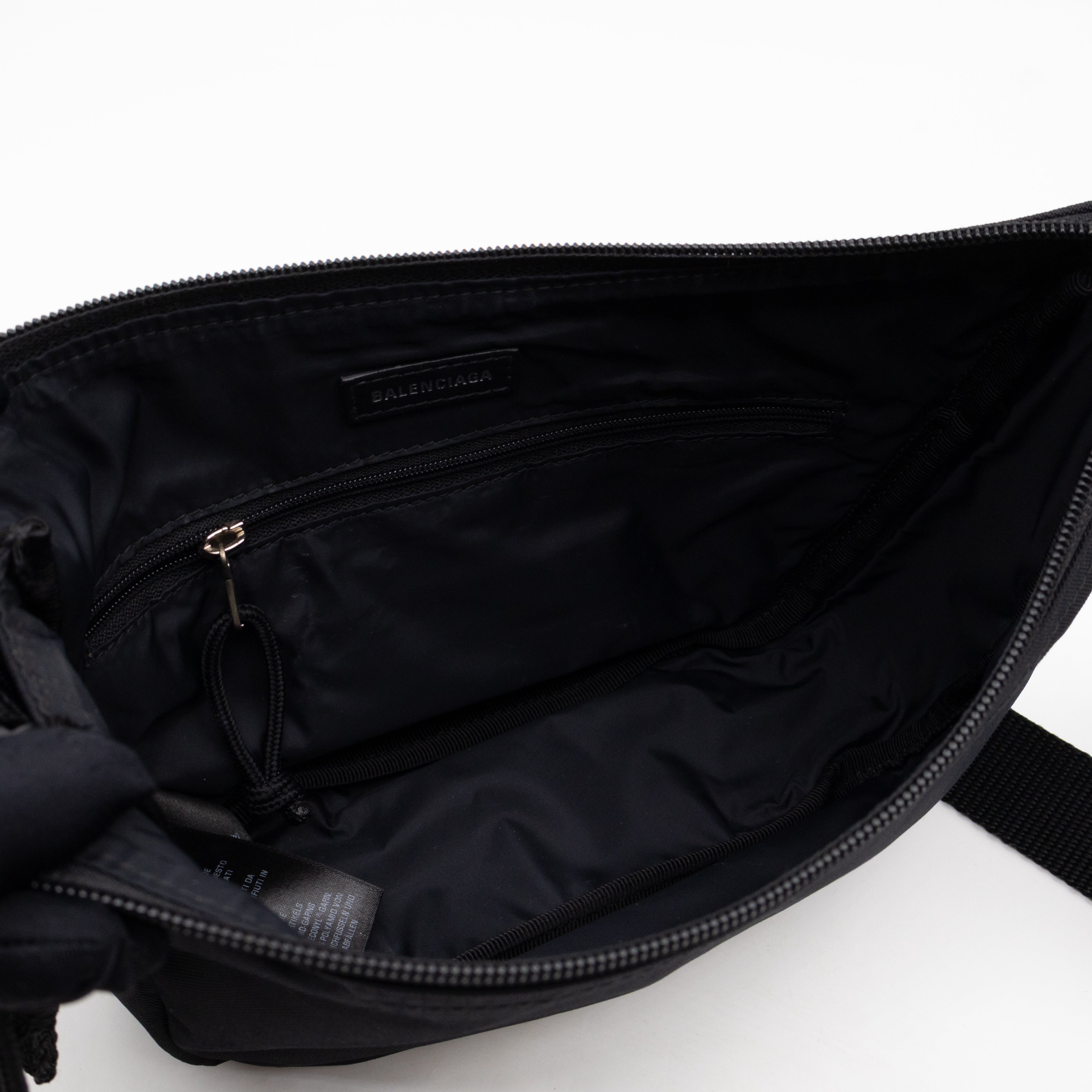 Wheel Shoulder Sling Bag Black Nylon
