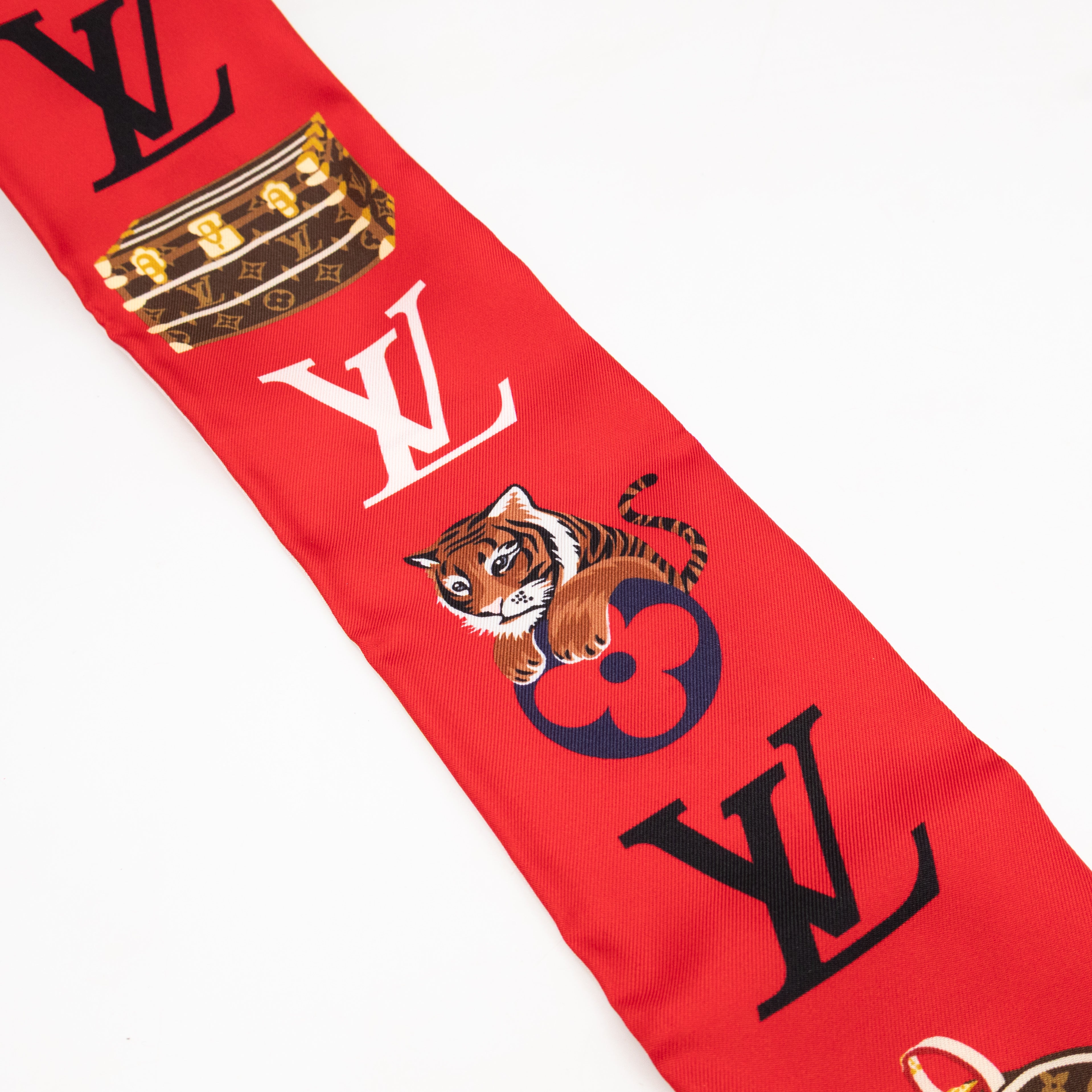 Precious Tiger Bandeau Silk Scarf Red